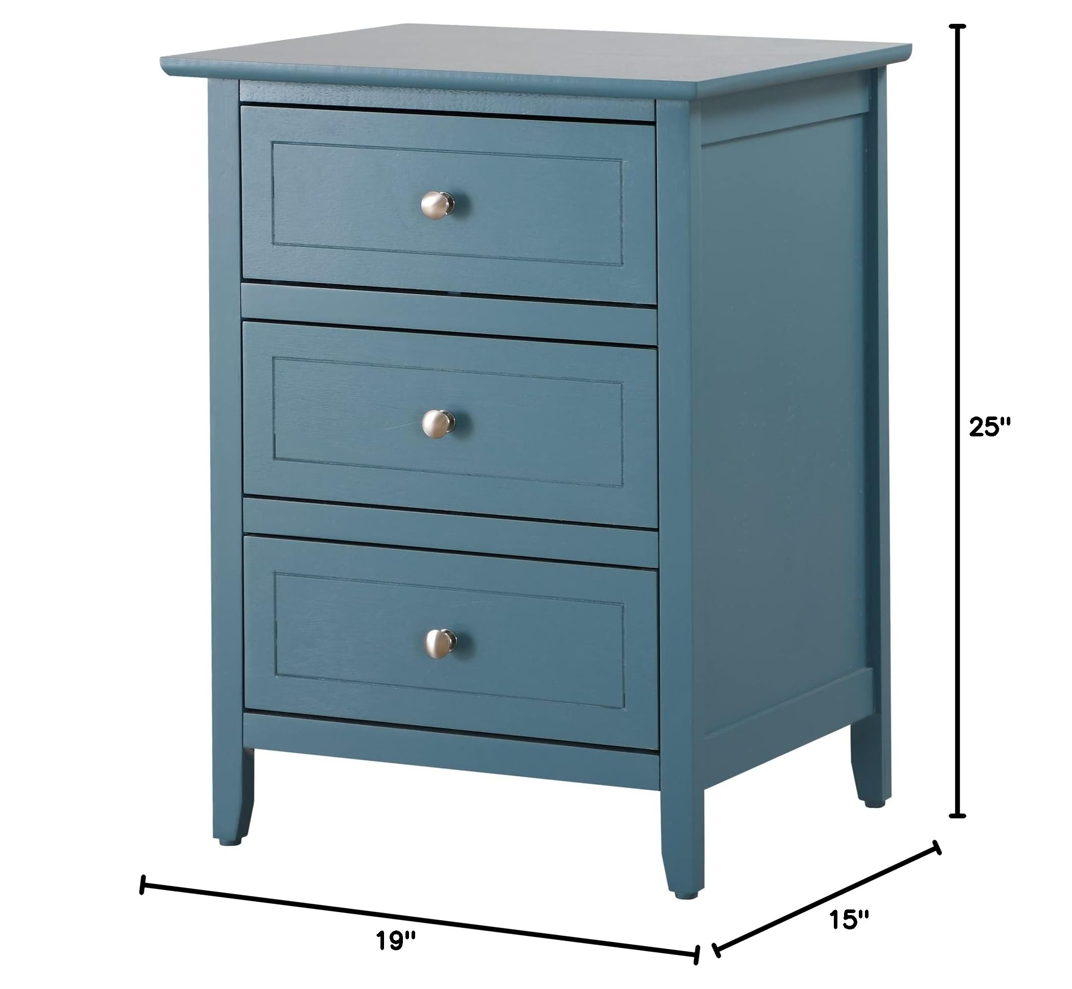 Daniel 3-Drawer Teal Nightstand - 25