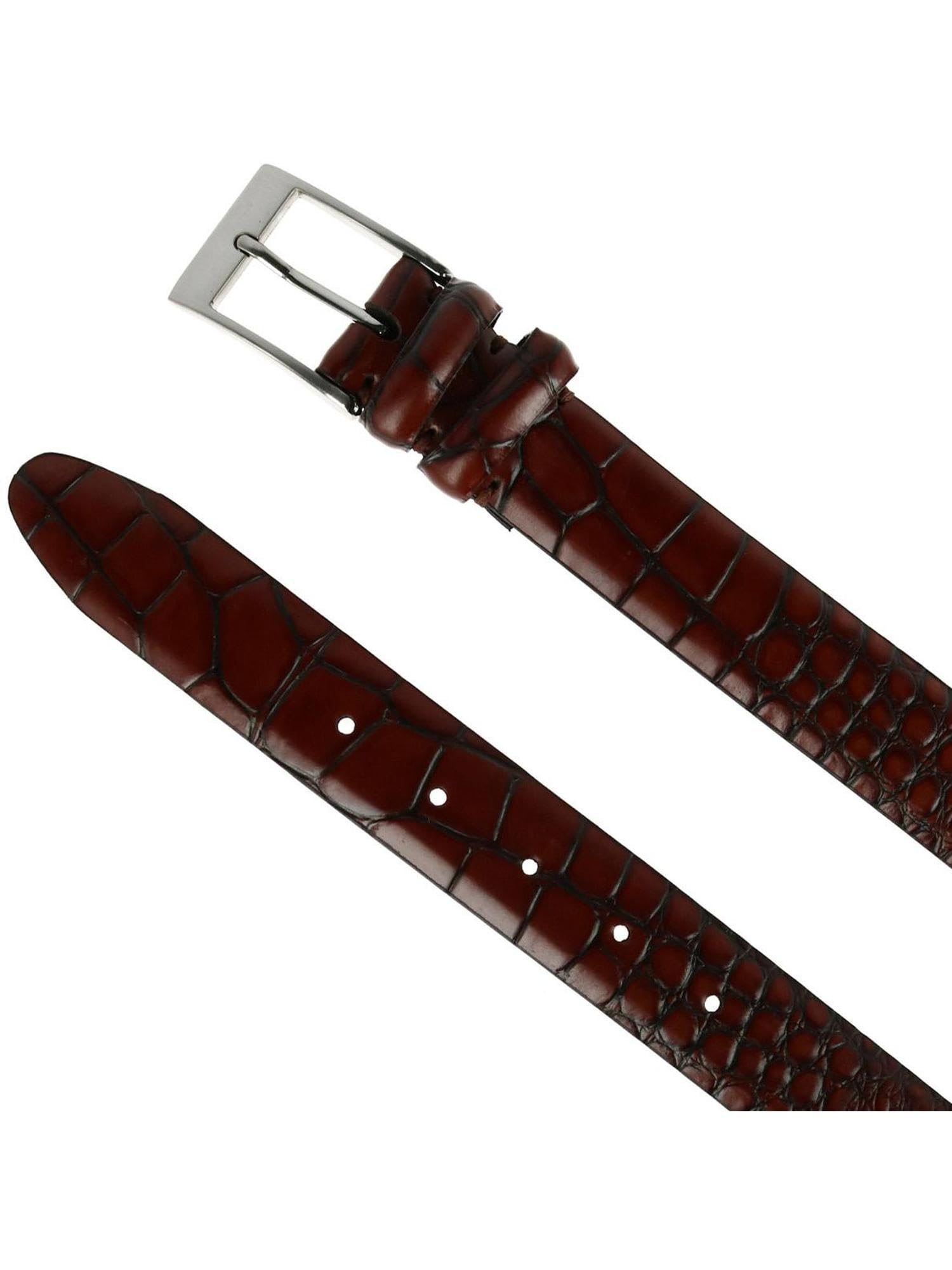 Toneka Men's Big & Tall Genuine Leather Crocodile Print Dress Belt - 52 Inch, Brown - Perfect for Formal Wear & Office Attire