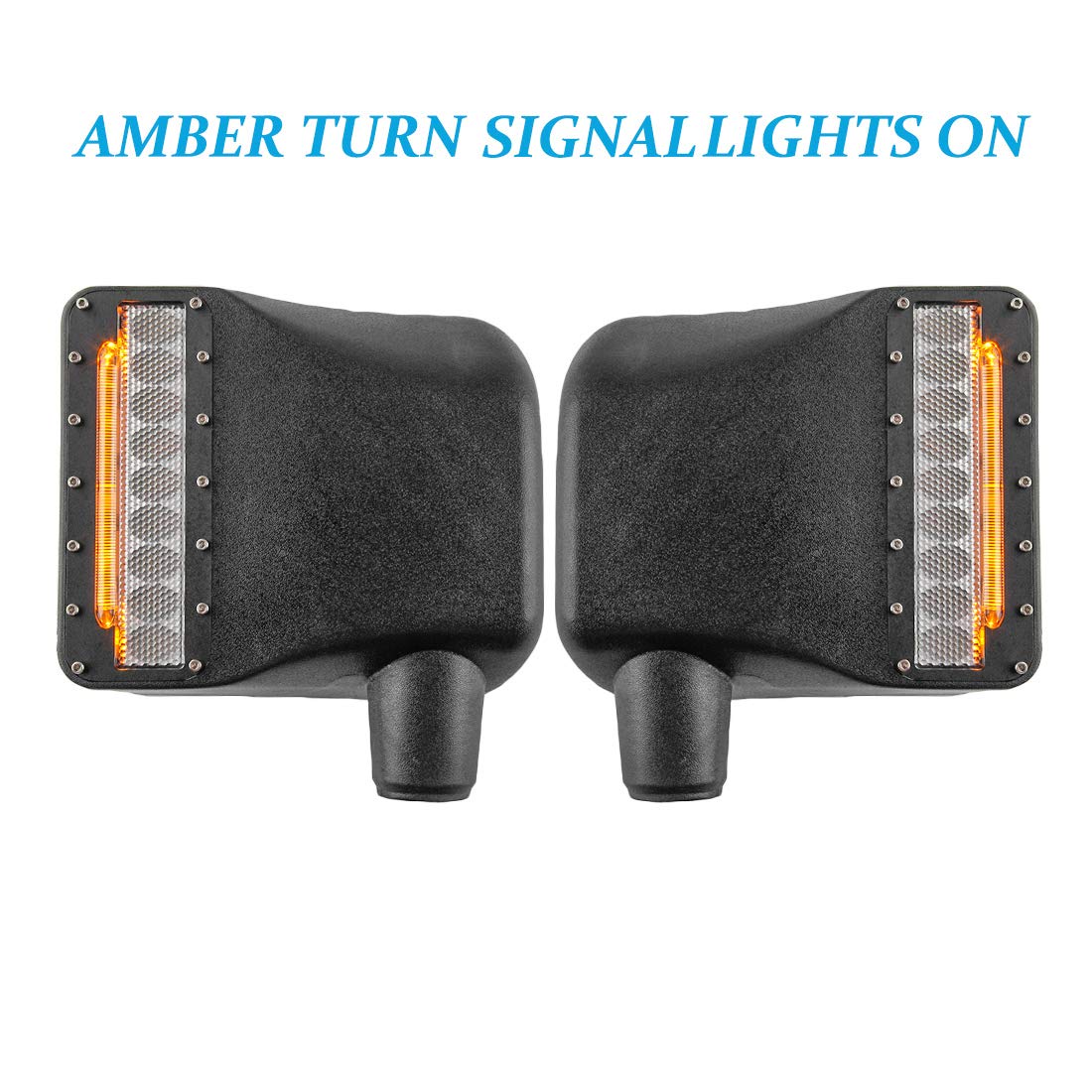 Jeep Wrangler JK JKU 2007-2018 Side Mirror Lights with White LED Spot & Amber Turn Signal - Durable Rear View Mirror Housing (1 Pair) - Perfect for Night Driving & Off-Road Adventures