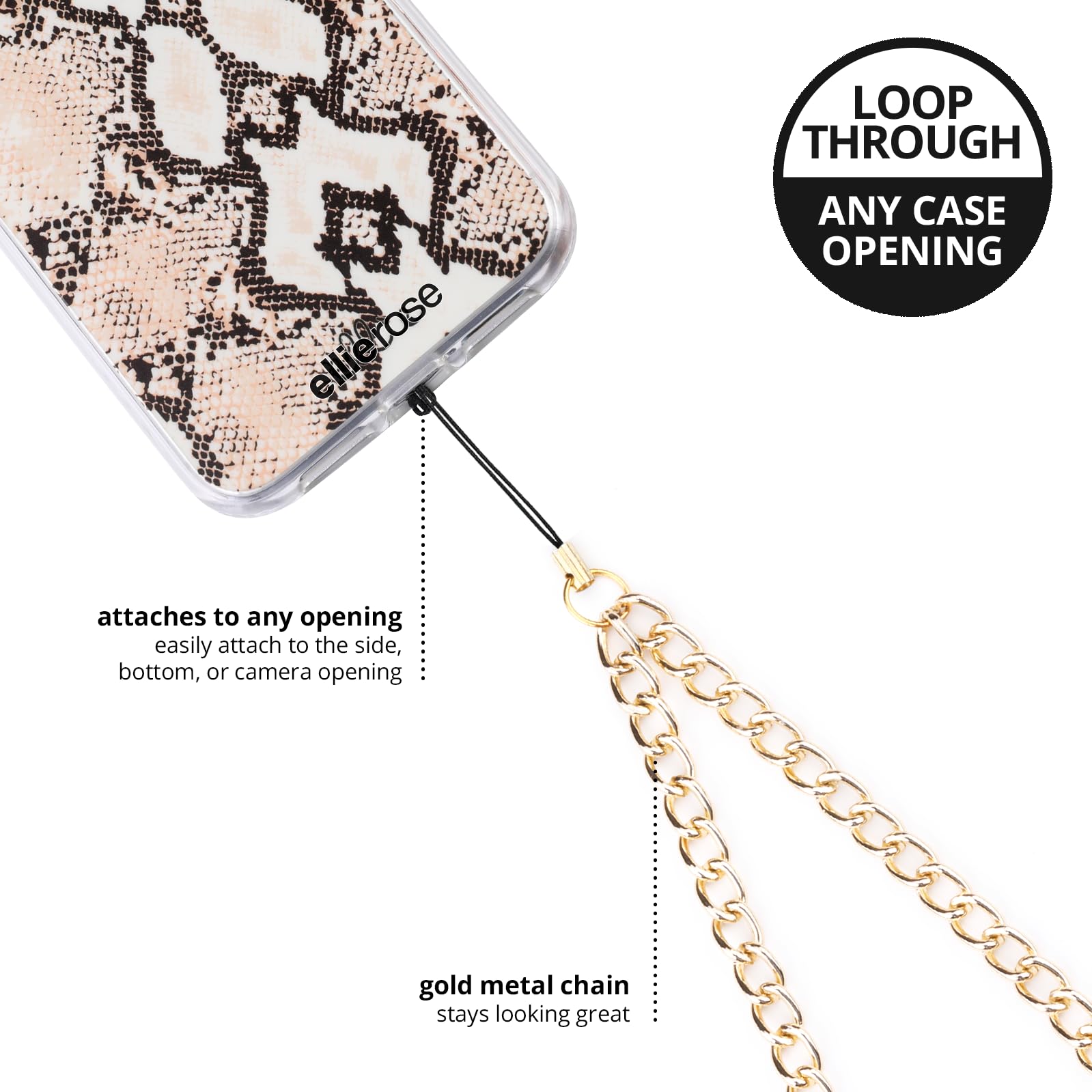 Ellie Rose - Chunky Metal Phone Lanyard with Wrist Strap, Stylish Phone Charm Chain for Women - Perfect for iPhone, Samsung, and More - Great for Work, Travel, and Everyday Use