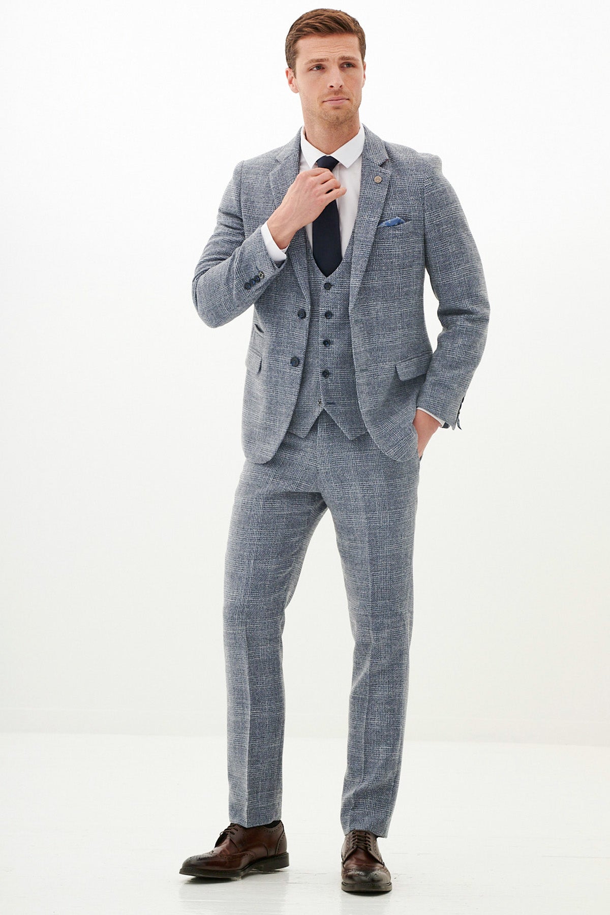 Official West Bromwich Albion F.C. Club Suit | KRIS Sky Blue Tweed Suit for Men - Perfect for Match Days, Weddings & Formal Events