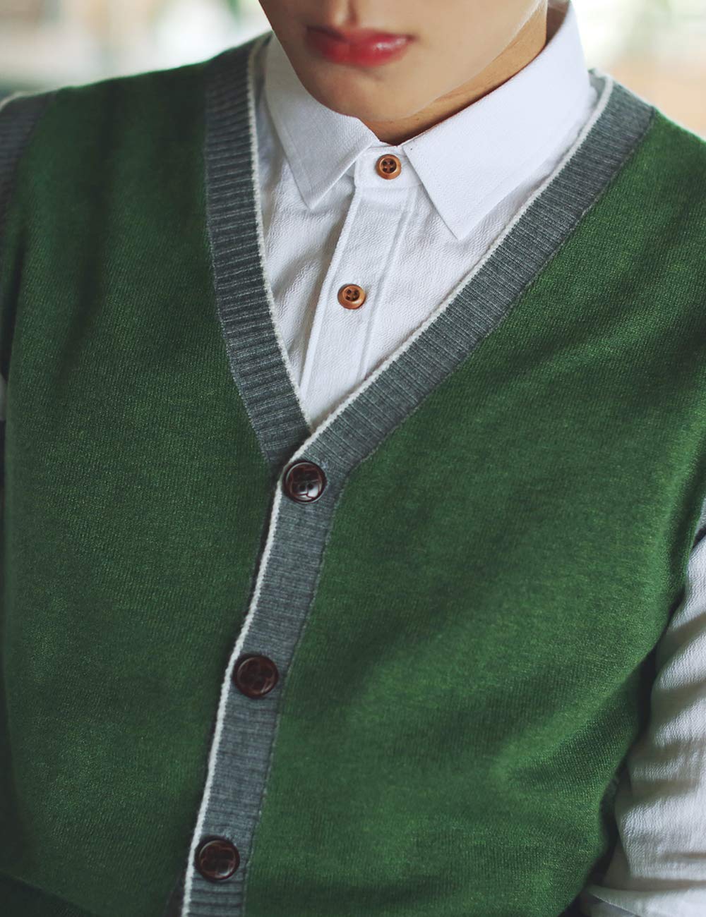 TopTie Men's Slim Fit Stylish Button Down Knitted Cardigan Vest - Casual Winter Layering for Office & Date Night Outfits
