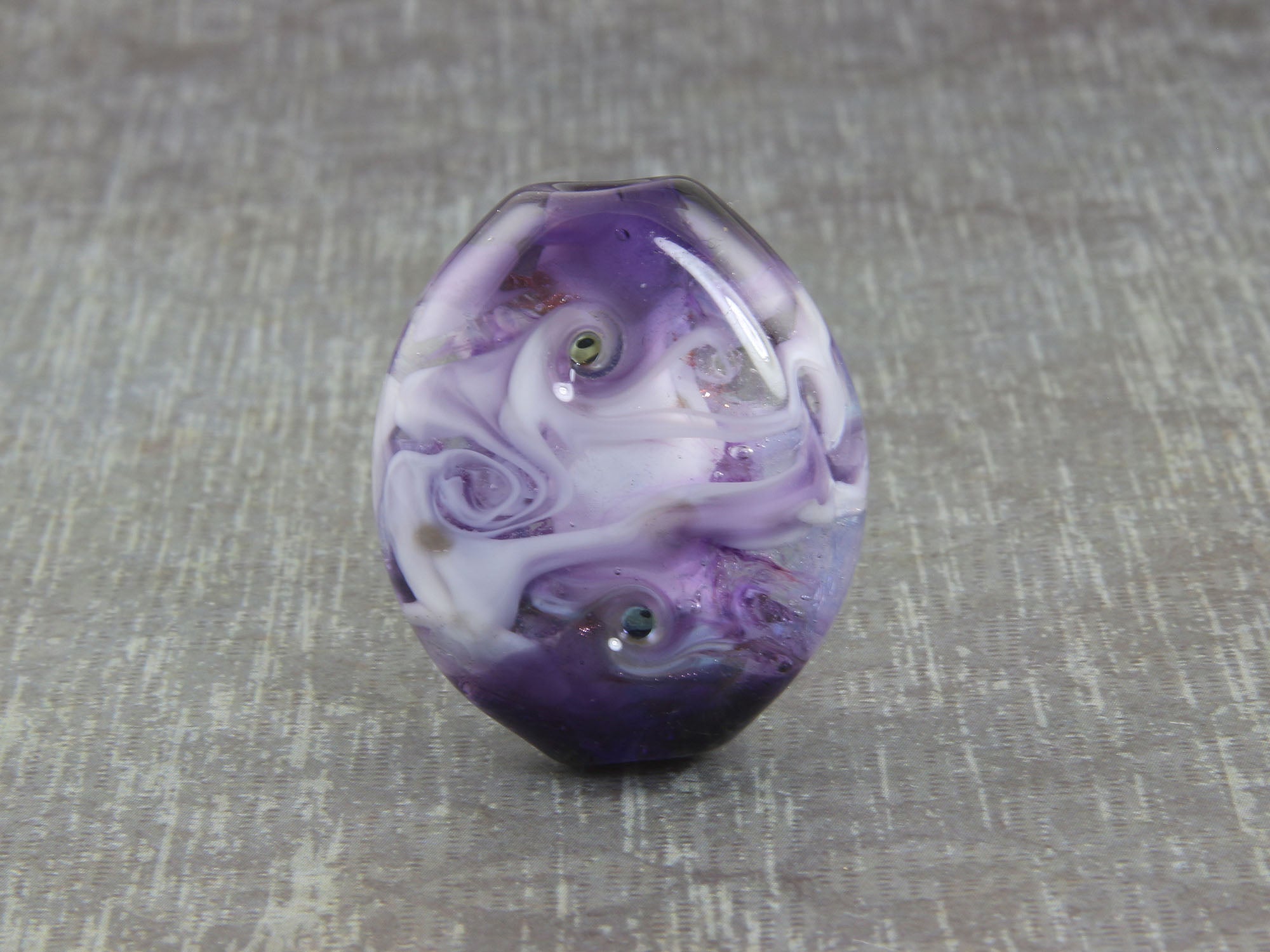 Handmade Purple Swirl Lampwork Glass Focal Bead - Unique SRA Artisan Jewelry Component for Necklaces, Bracelets & DIY Crafting Projects