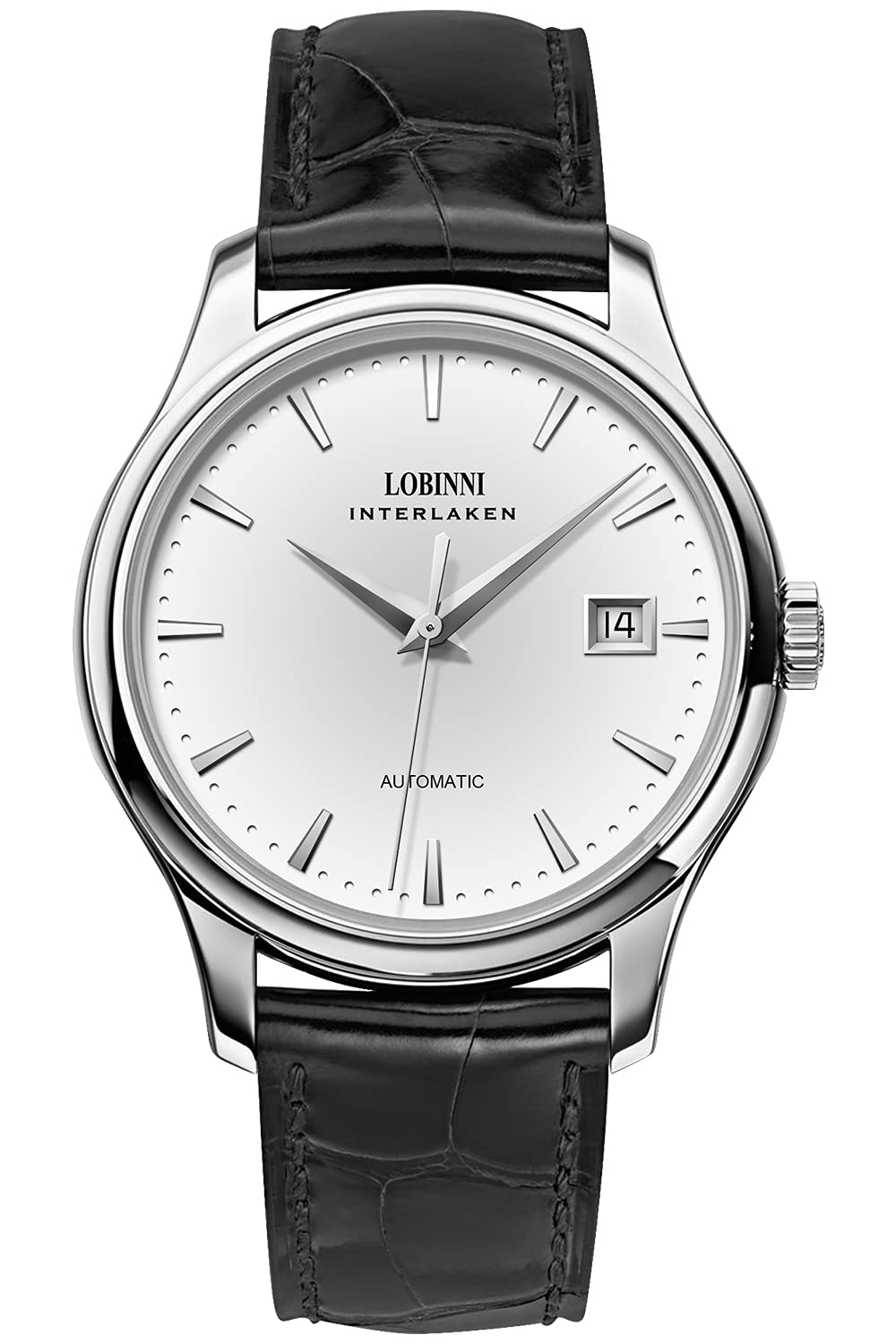 Premium LOBINNI Men's Automatic Mechanical Watch - Stainless Steel Case, Date Display, Analog Dial - Stylish Casual & Dress Wristwatch for Business, Office & Everyday Wear