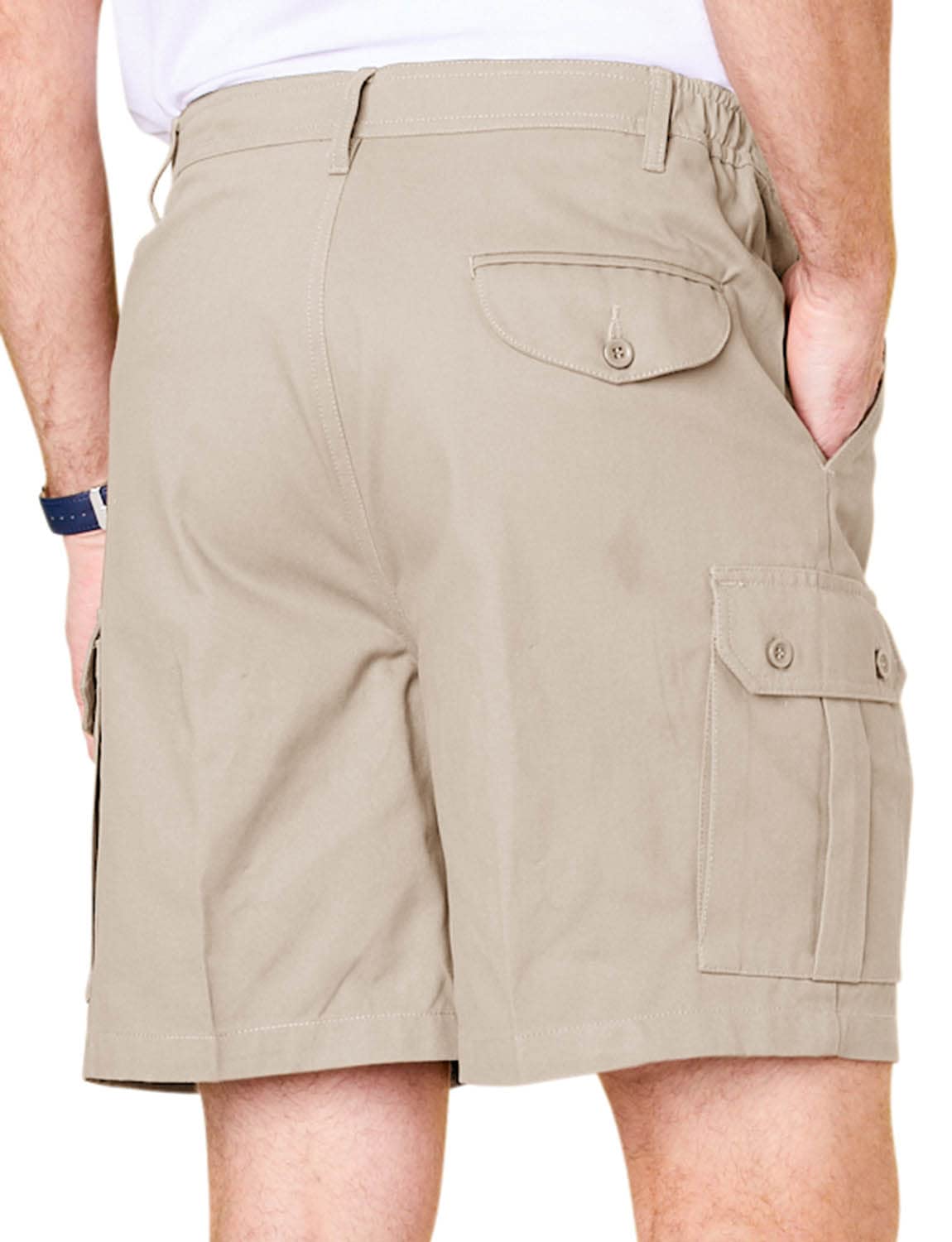 Men's Cotton Cargo Shorts with Elastic Waistband - Comfortable Stretch Fit for Outdoor Activities, Hiking, and Summer Travel