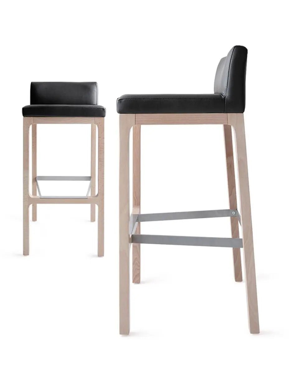 Bross Flux Stool - Modern Adjustable Bar Stool with Footrest for Kitchen Island, Home Bar & Office - Ergonomic Metal Frame & Comfortable Seat