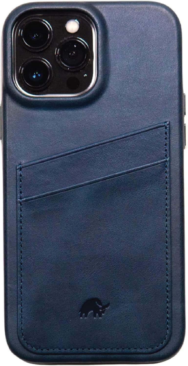 Premium Leather Phone Case for Apple iPhone 14 Plus - Bullstrap Ocean Blue Portfolio | Slim Protective Cover for Business & Everyday Use