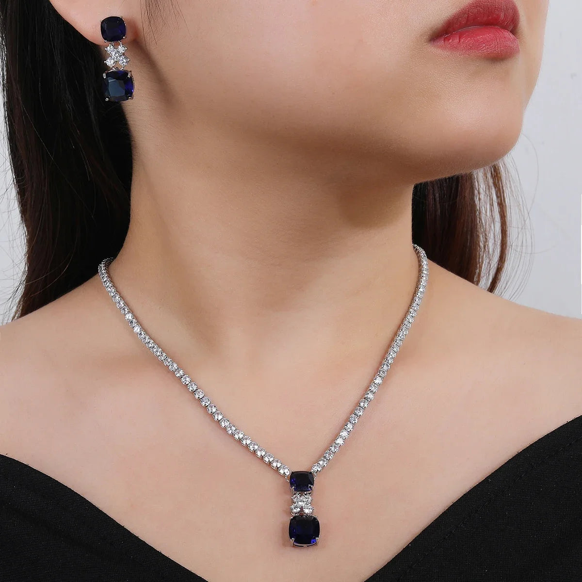 Elegant Cubic Zirconia Pendant Necklace & Earrings Set for Women - CZ Bridal Wedding Jewelry Gift Set - Perfect for Weddings, Anniversaries & Special Occasions