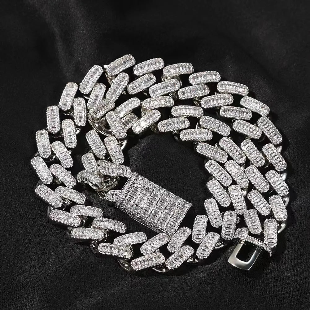 20K Gold Plated Moissanite Cuban Link Chain Necklace for Men & Women - Iced Out Hip Hop Jewelry for Parties, Gifts & Everyday Wear