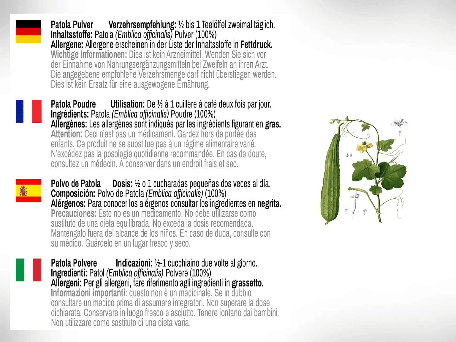 DR WAKDE'S Patola Powder (Trichosanthes dioica) - 100g (3.5oz) | Pure, Raw & Dried Powder | Natural Aroma & Freshness | Fine Powder | Vegan | Premium Grade | No Additives | Perfect for Smoothies, Baking & Herbal Remedies