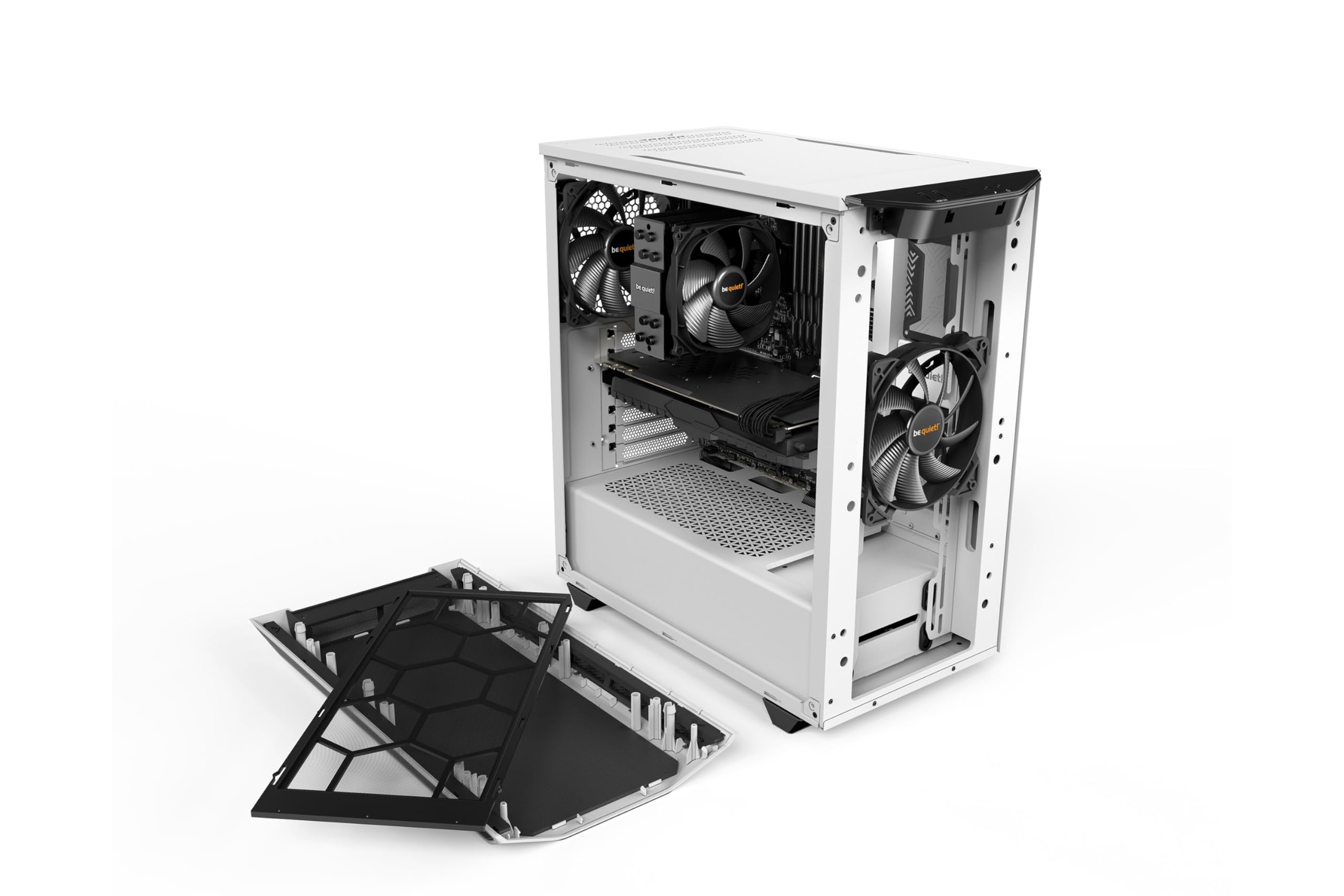 be quiet! Pure Base 500 ATX Mid Tower PC Case - White | Tempered Glass Side Panel | 2 Pre-Installed Silent Wings 3 Fans | High Airflow & Noise Reduction | Perfect for Gaming & Workstation Builds