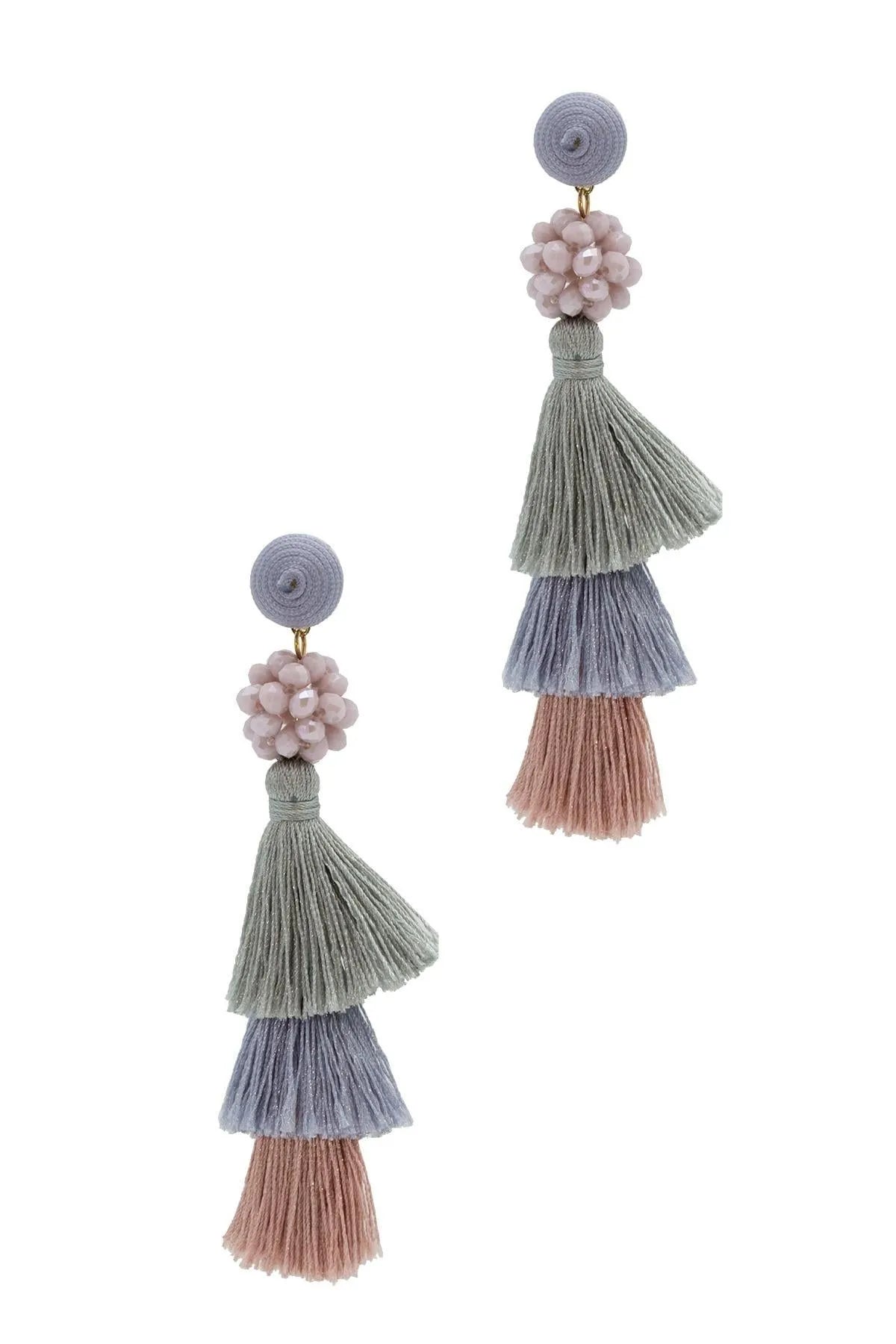 Crystal Cluster Tassel Earrings for Women - Elegant Bohemian Dangle Earrings with Natural Stones - Perfect for Parties, Weddings & Everyday Wear