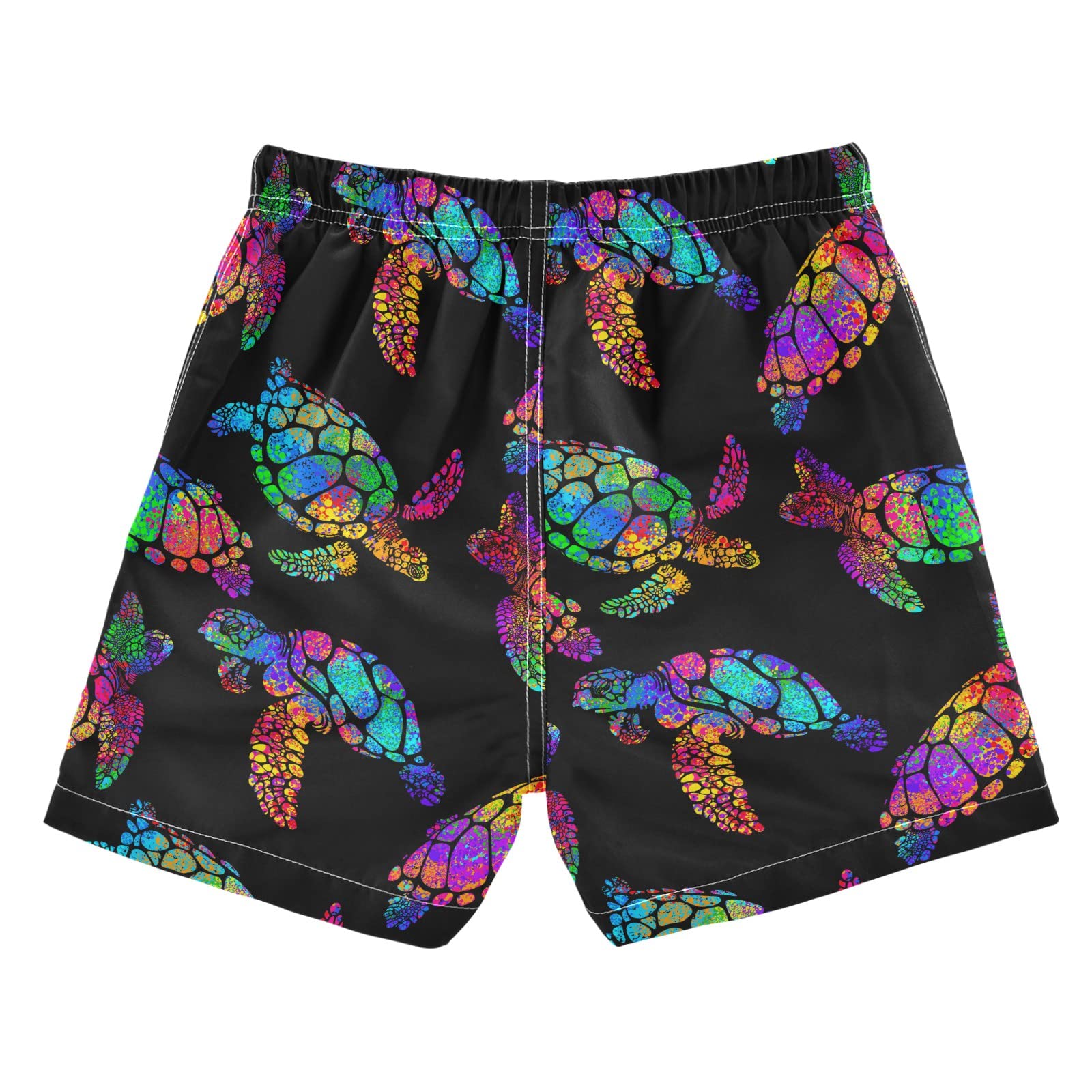 JUNZAN Bright Boho Turtle Swim Trunks for Boys - Quick Dry Board Shorts for Kids & Toddlers (3-14 Years) - Perfect for Beach, Pool & Summer Vacation