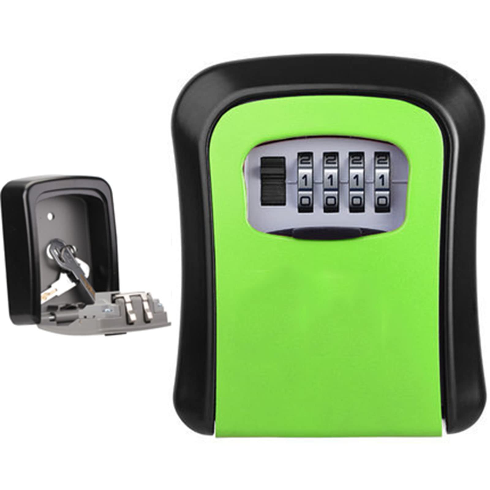 4 Digit Combination Key Lock Box - Waterproof Wall Mounted Key Safe with Resettable Password & 5 Keys Capacity for Indoor/Outdoor Use - Secure Storage for Home, Office, Vacation Rental (Green)