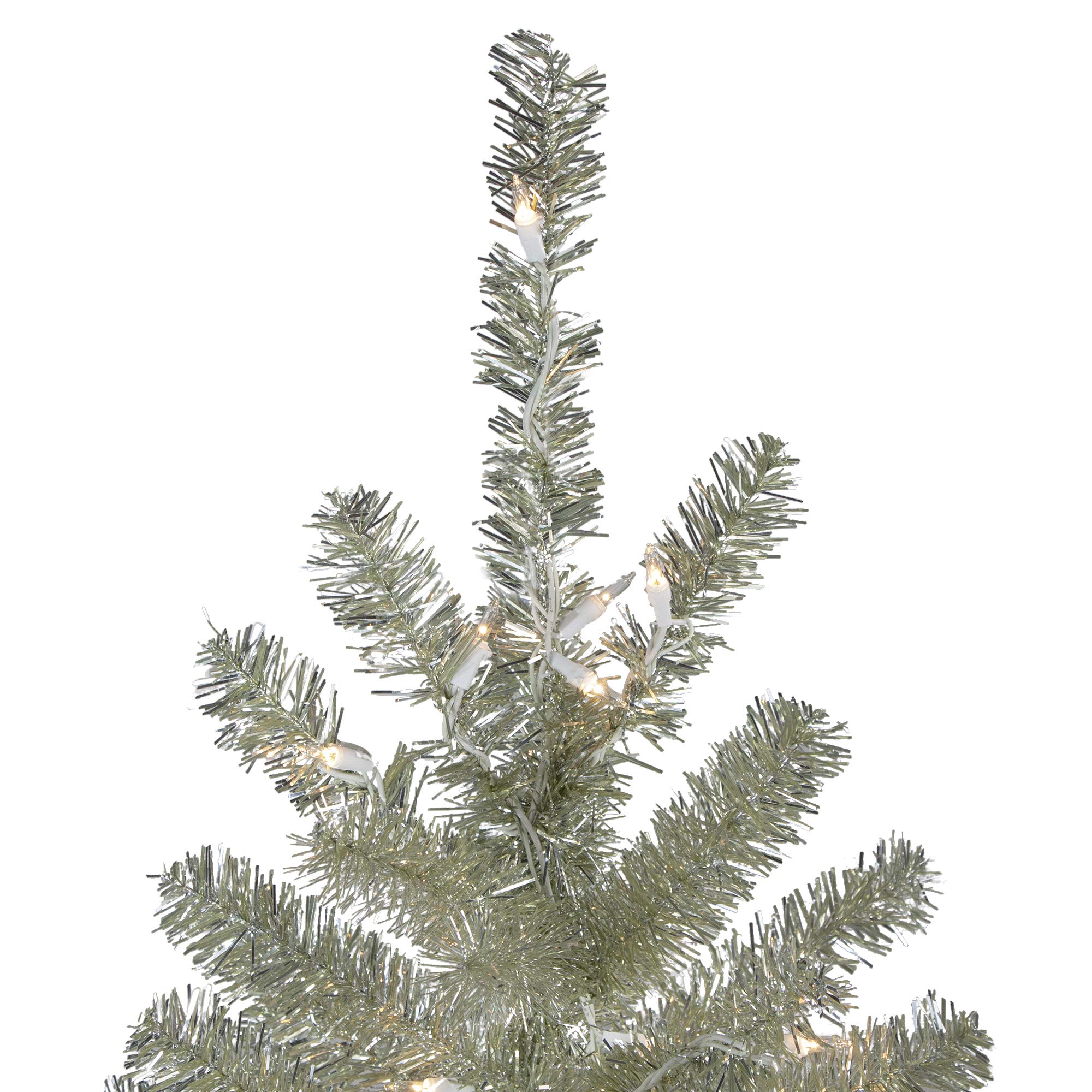 4.5 Foot Soft Metallic Champagne Artificial Tinsel Christmas Tree with Clear Lights - Perfect for Holiday Home Decor, Office Party, and Festive Celebrations