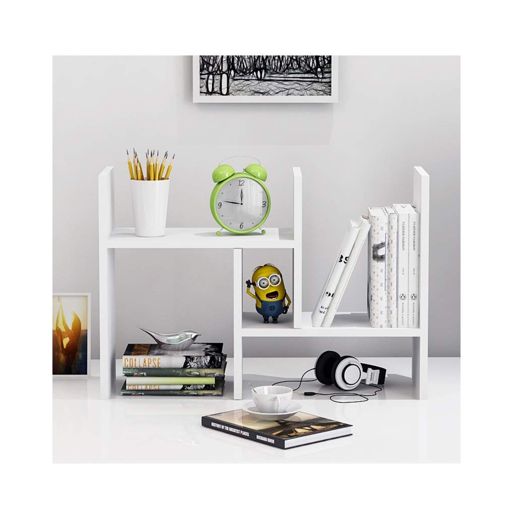Adjustable Expandable Desktop Bookshelf - White Freestanding Office Organizer for Books, Supplies & Decor | Perfect for Home, Office & Workspace Storage