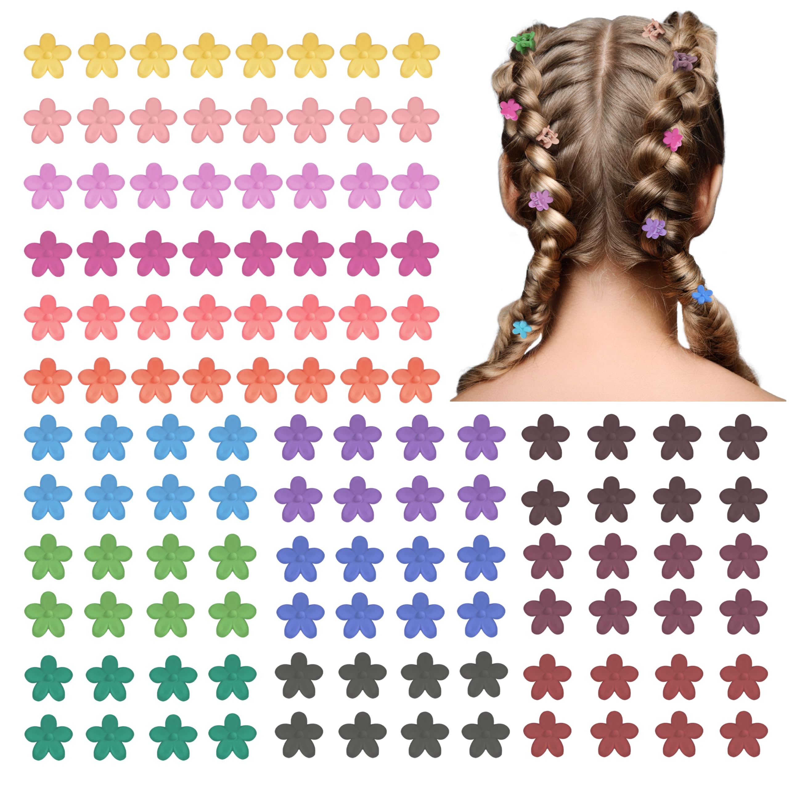 Colorful Mini Hair Claw & Flower Clips for Women Girls - Gift Box