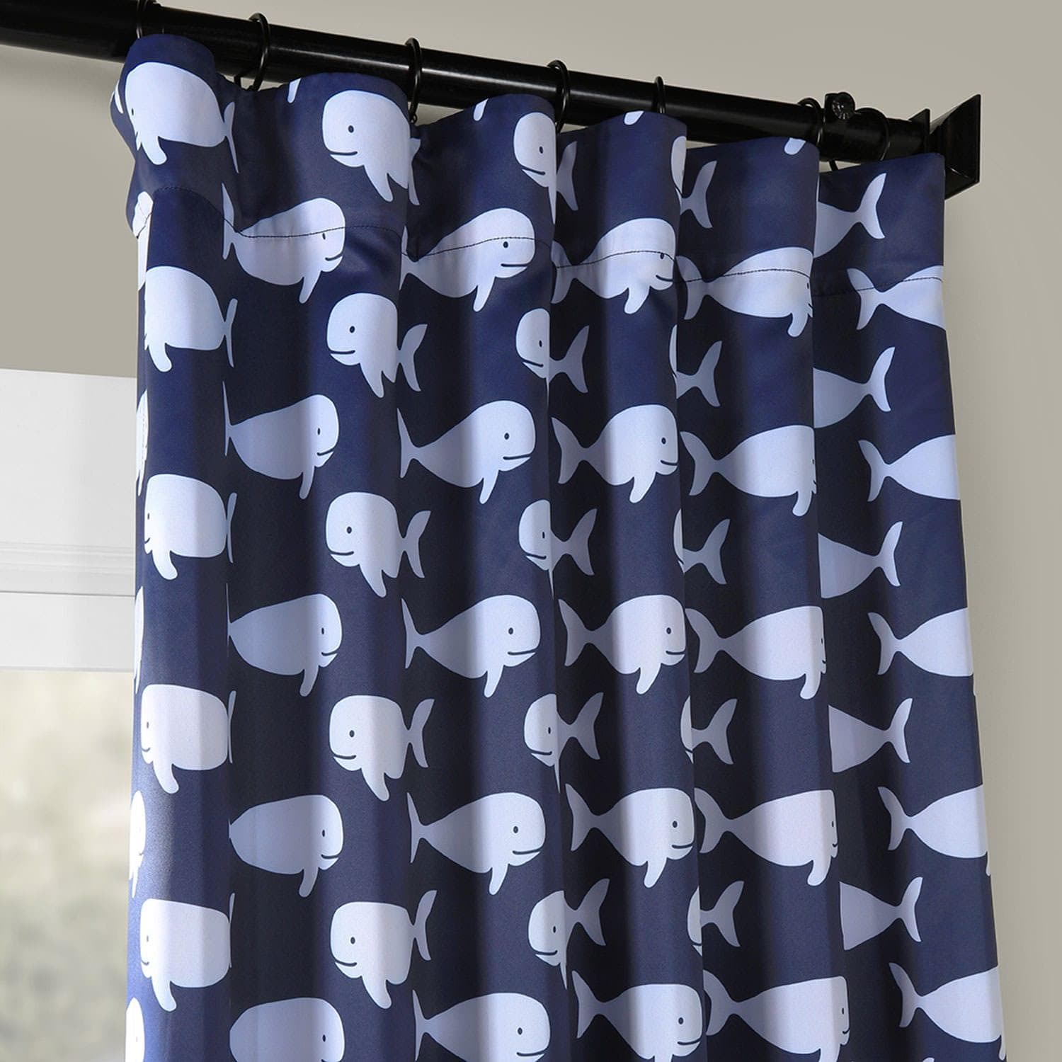 Migaloo Navy Emblem Blackout Curtains for Bedroom - Light Blocking Thermal Insulated Window Drapes for Home, Nursery & Office - Perfect for Shift Workers & Light Sleepers