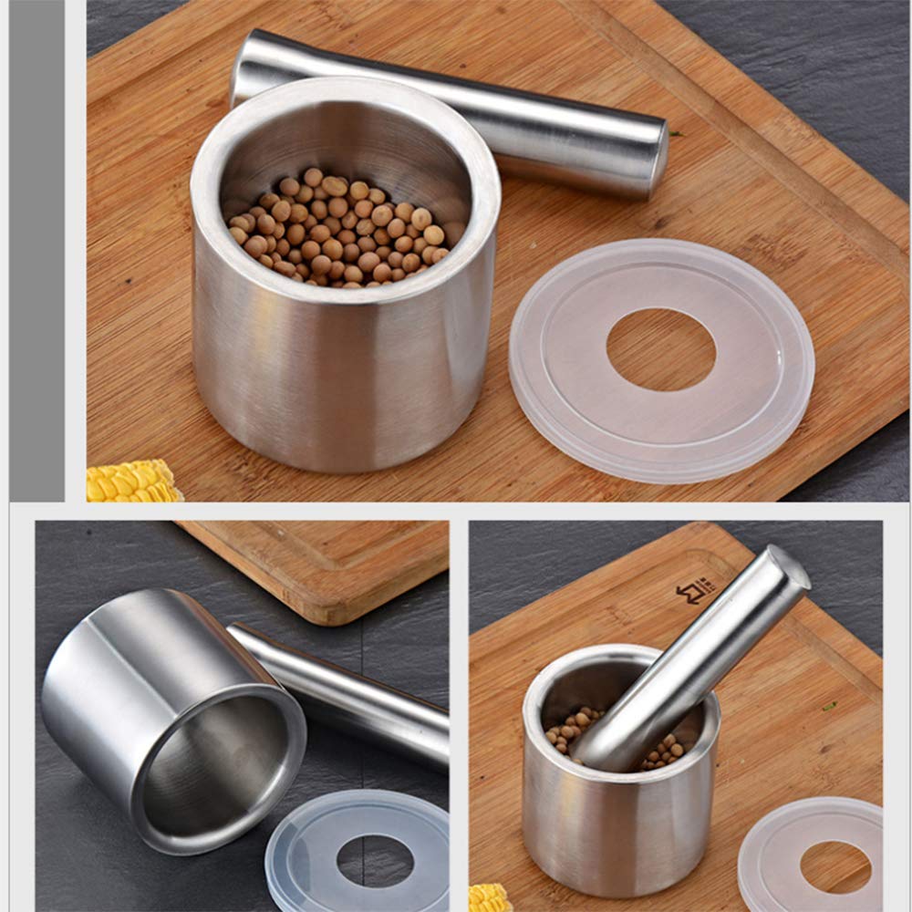Premium Brushed Stainless Steel Mortar and Pestle Set - Heavy Duty Spice Grinder & Pill Crusher with Non-Slip Base & Ergonomic Grip - Perfect for Grinding Herbs, Spices, Nuts, Pills & More - Ideal for Kitchen, Pharmacy & Herbal Medicine Preparation
