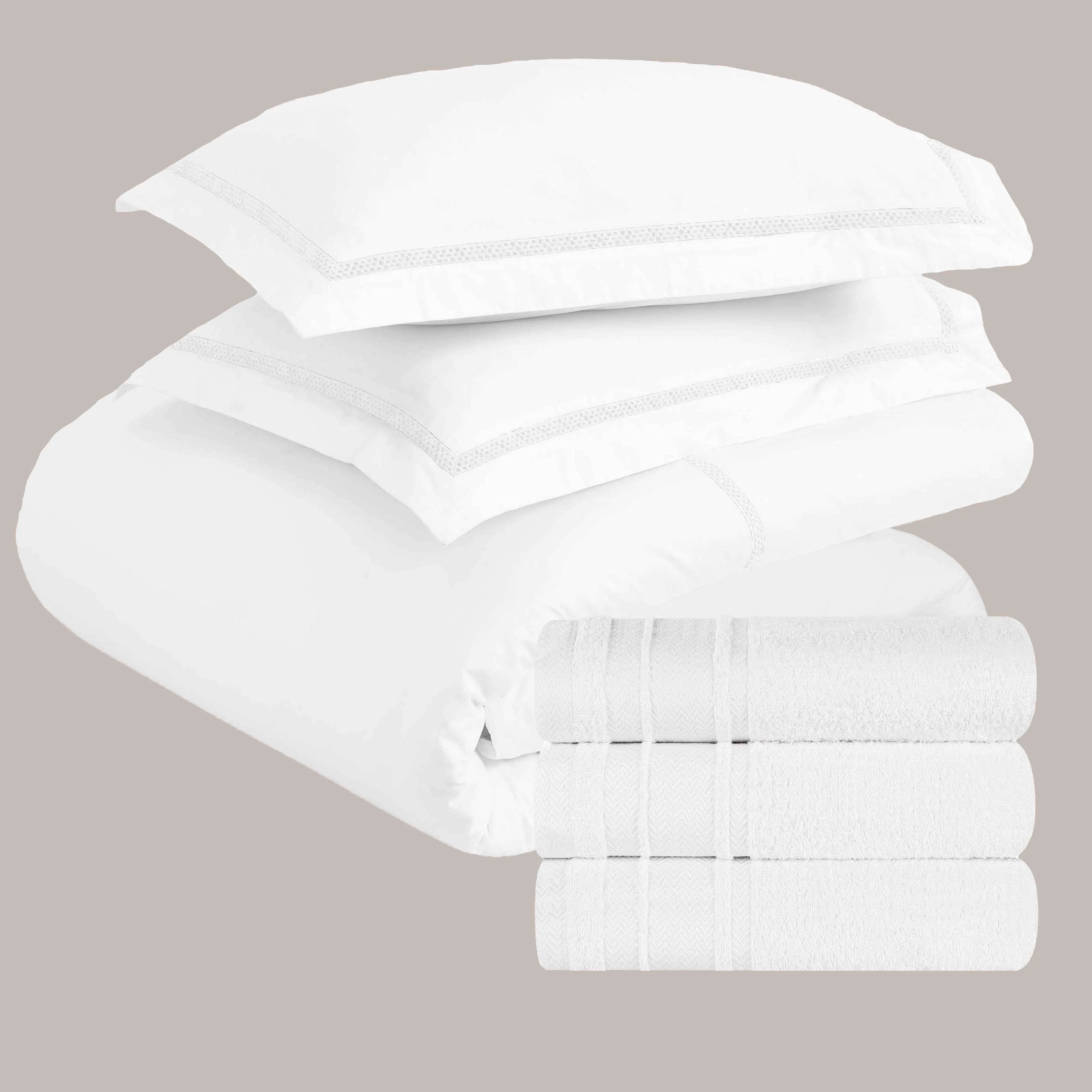 Luxury 6-Piece Embroidered Duvet Cover Set - King Size Bedding & Bath Bundle for Master Bedroom | Soft Cotton Comforter Cover with Pillow Shams, Perfect for Home Decor & Guest Room Upgrade