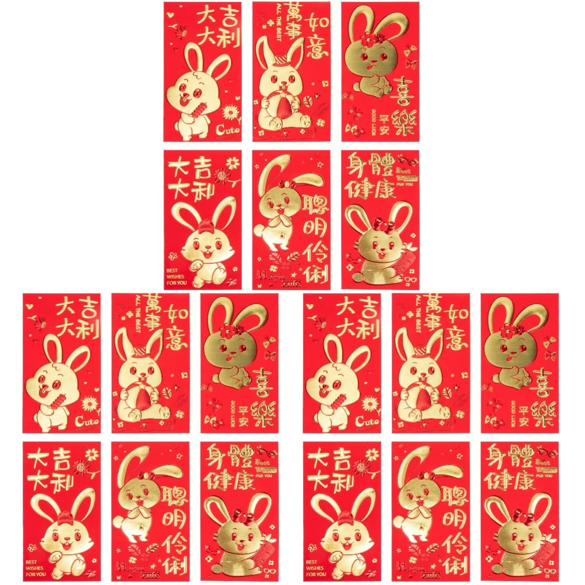 ABOOFAN 3pcs Chinese New Year Red Envelopes - Lucky Money Bags for 2023 Year of the Rabbit | Festive Gift Packets for Lunar New Year, Birthday, Wedding & Special Occasions
