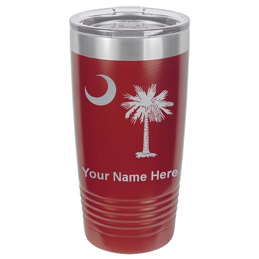 LaserGram 20oz Vacuum Insulated Stainless Steel Tumbler Mug - Custom Engraved South Carolina Flag Design, Double Wall Thermal Cup for Hot & Cold Drinks - Perfect for Travel, Office, Gym & Outdoor Activities (Maroon)