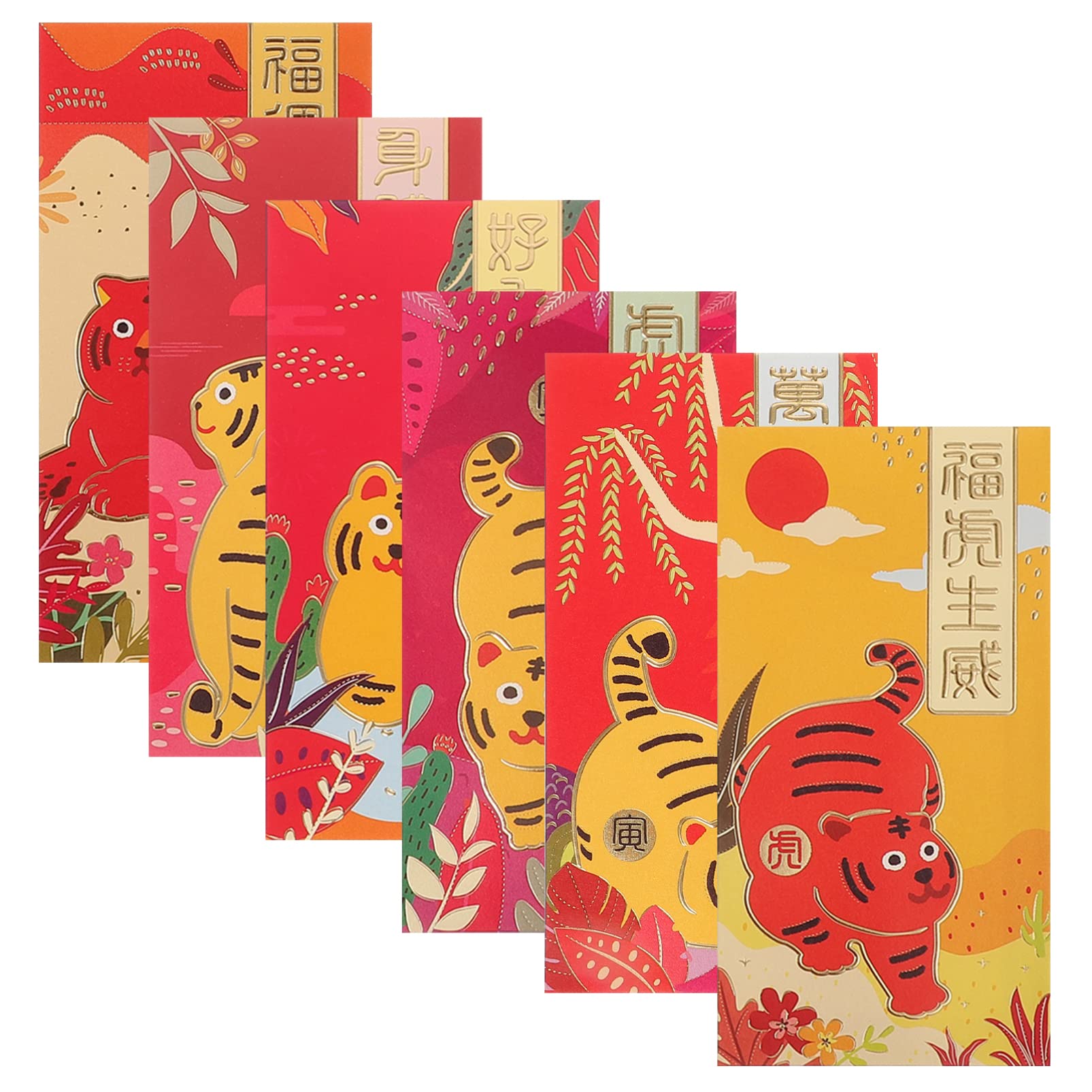 PRETYZOOM 36pcs Chinese New Year Red Envelopes - Year of The Tiger Lucky Money Packets 2022, Hongbao Gift Envelopes for Lunar New Year, Spring Festival, Weddings & Birthday Celebrations
