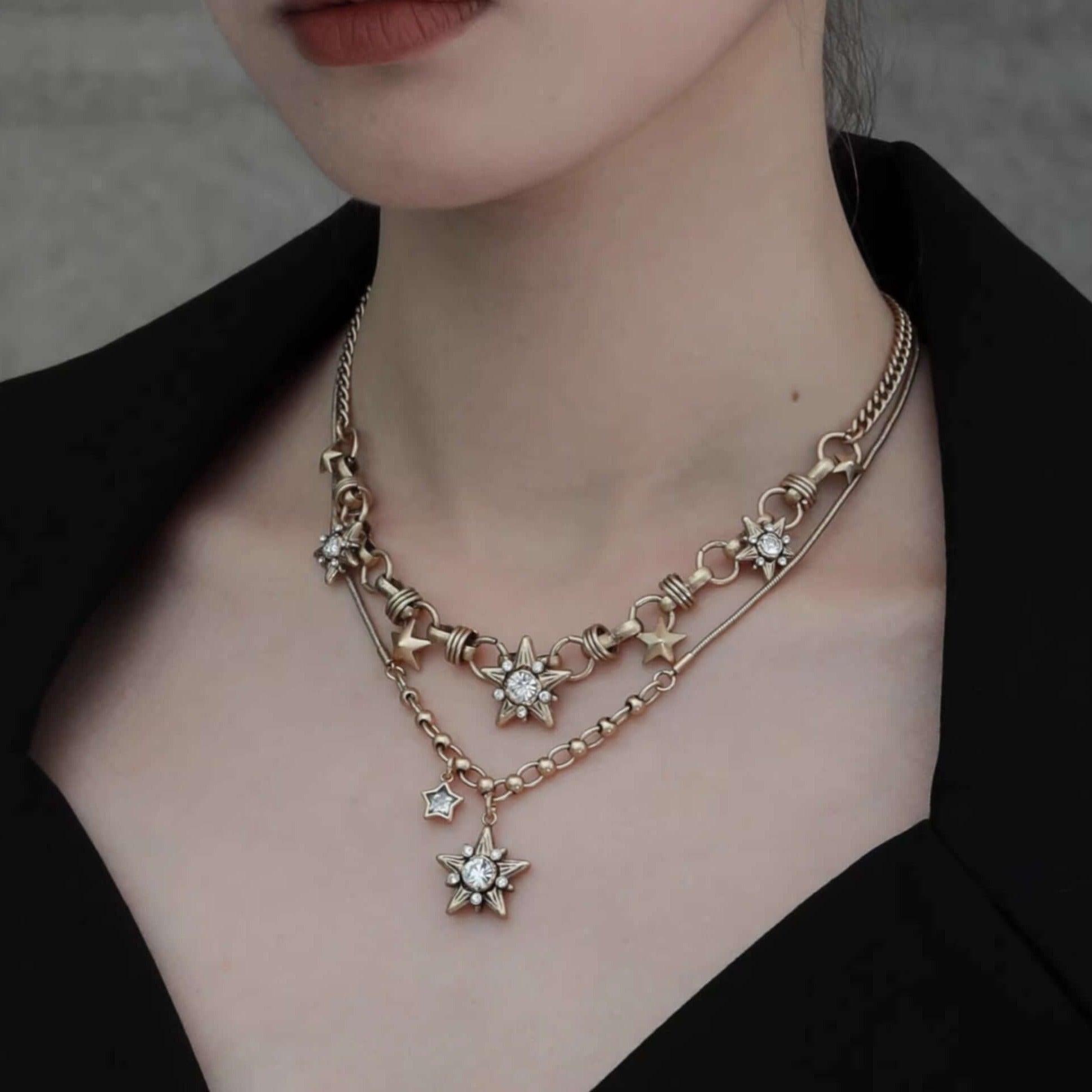 Vintage Copper Alloy Zirconia Necklace for Women - Renaissance Style Jewelry Gift for Anniversary, Party & Special Occasions