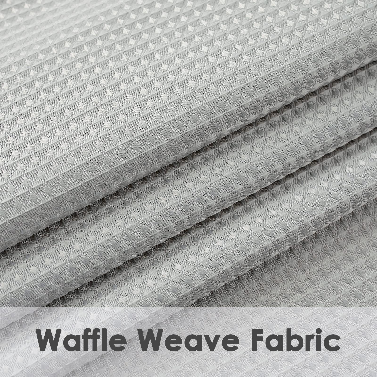 Beda Home Waffle Textured Tier Curtains for Small Kitchen Window - Water Repellent Rod Pocket Short Curtains for Bathroom - Grey 36x36 Inches (2 Panels) - Perfect for Cozy Kitchens & Stylish Bathrooms