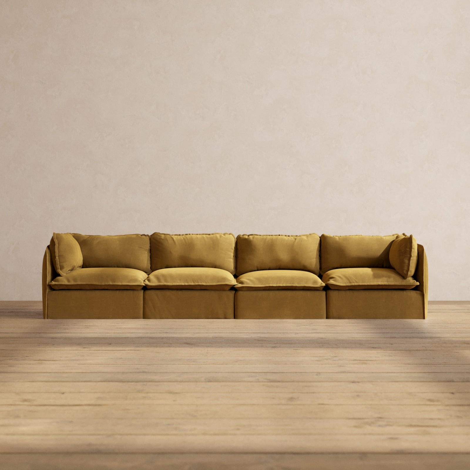 Premium Modular Performance 4-Seater Sofa in Toffee Brown | Luxury Blend Leather Sectional Couch for Living Room, Family Room & Home Theater