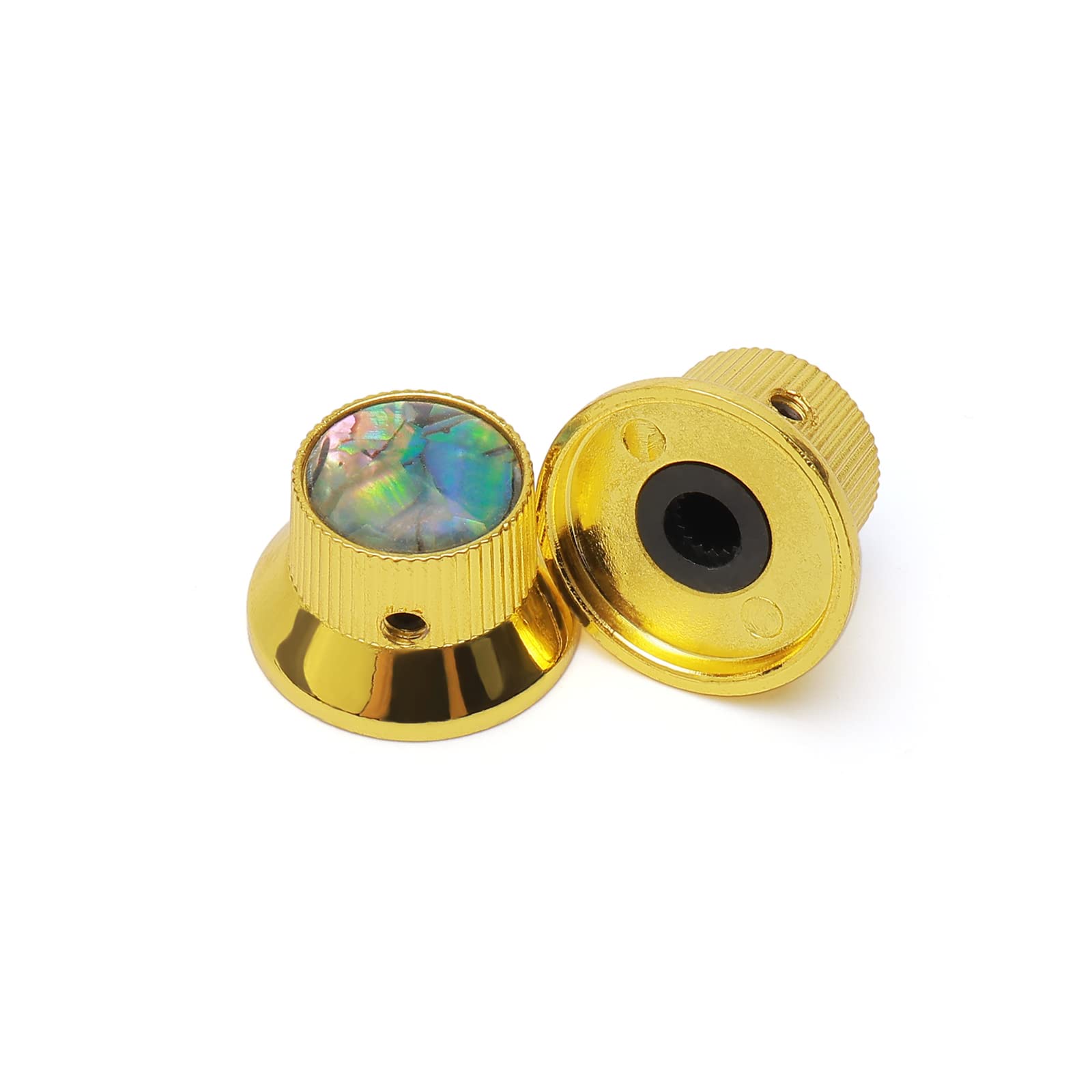 3PCS Gold Guitar Bass Knobs - Inlaid Shell Top Metal Volume Tone Control Knobs for 6mm Shaft Pots - Perfect for Electric Guitar & Bass Upgrades