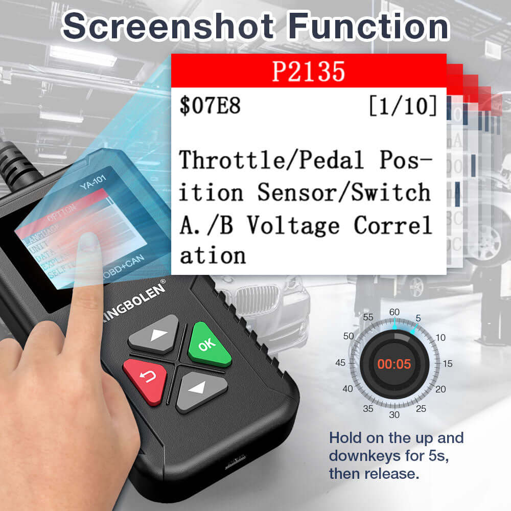 KINGBOLEN® YA101 OBD2 Scanner - Professional Car Diagnostic Tool for Check Engine Light, Read & Clear Fault Codes - Perfect for DIY Auto Repair & Vehicle Maintenance