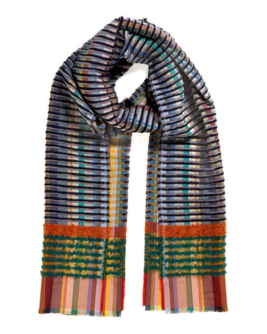 Wallace Sewell AllHallows Indigo Silk Block Scarf - Luxury Fashion Accessory for Women, Perfect for Office, Parties & Special Occasions