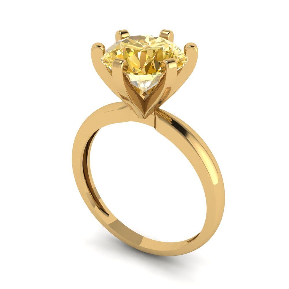 14k Yellow Gold Canary Yellow Simulated Diamond Ring for Bridal & Anniversary