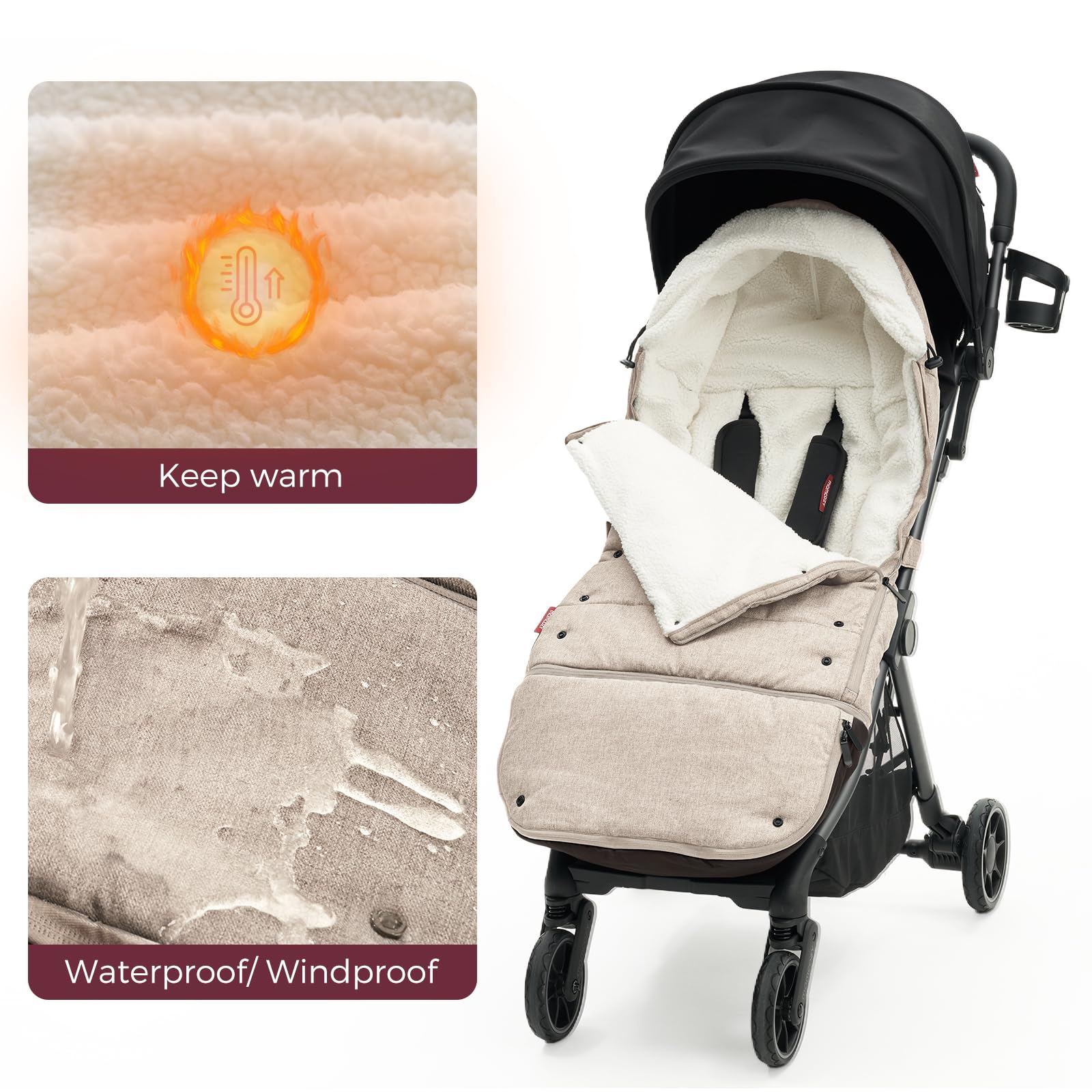Momcozy Universal Weather-Proof Stroller Footmuff - Warm Extendable Winter Bunting Bag with Adjustable Buckle | Perfect for Cold Weather Strolls, Baby Carrier Protection & Outdoor Adventures