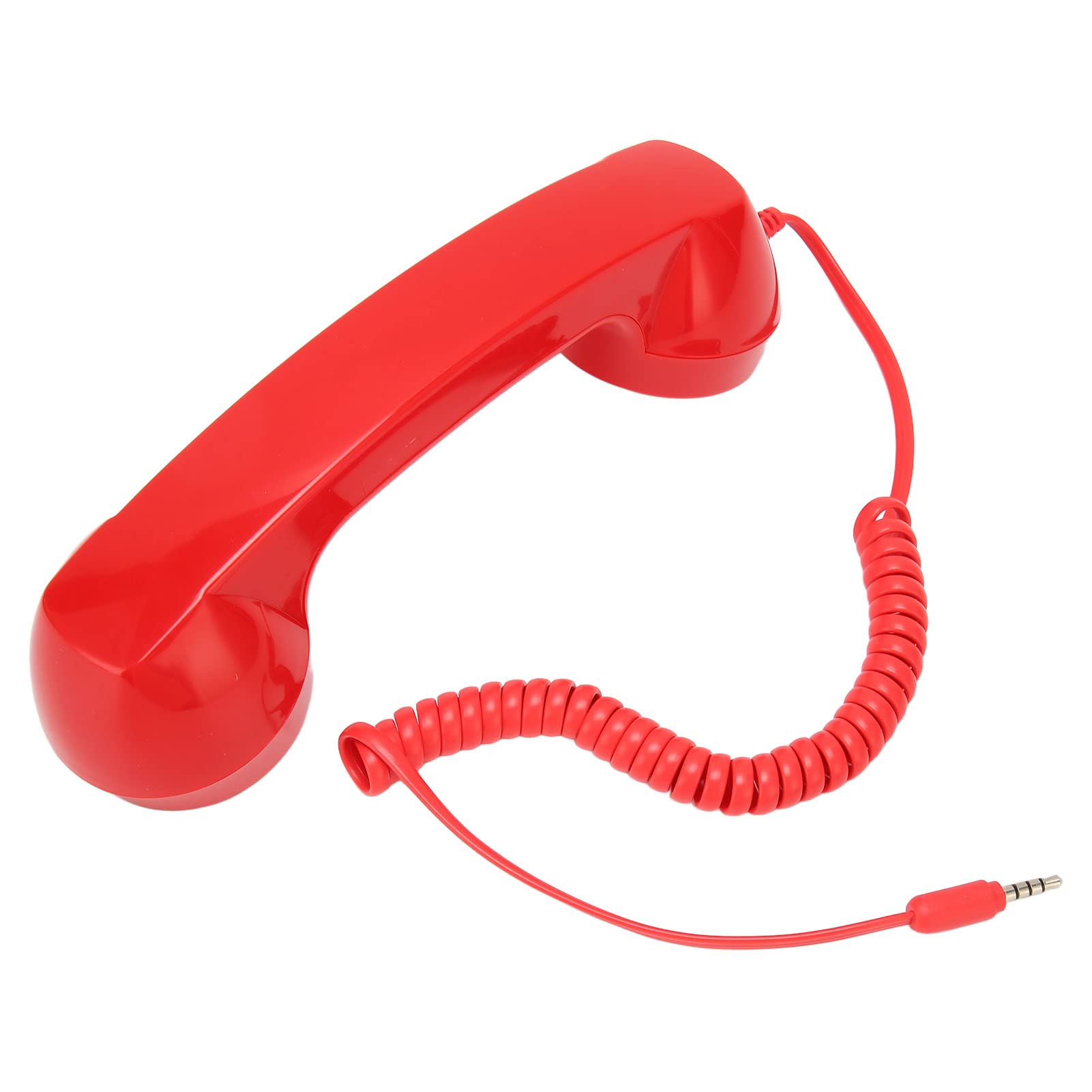 Vintage Retro Phone Handset with 3.5mm Jack - Radiation Proof Mobile Phone Receiver for iPhone Android Smartphones & Computers - Perfect for Office, Home & Gaming (Red)