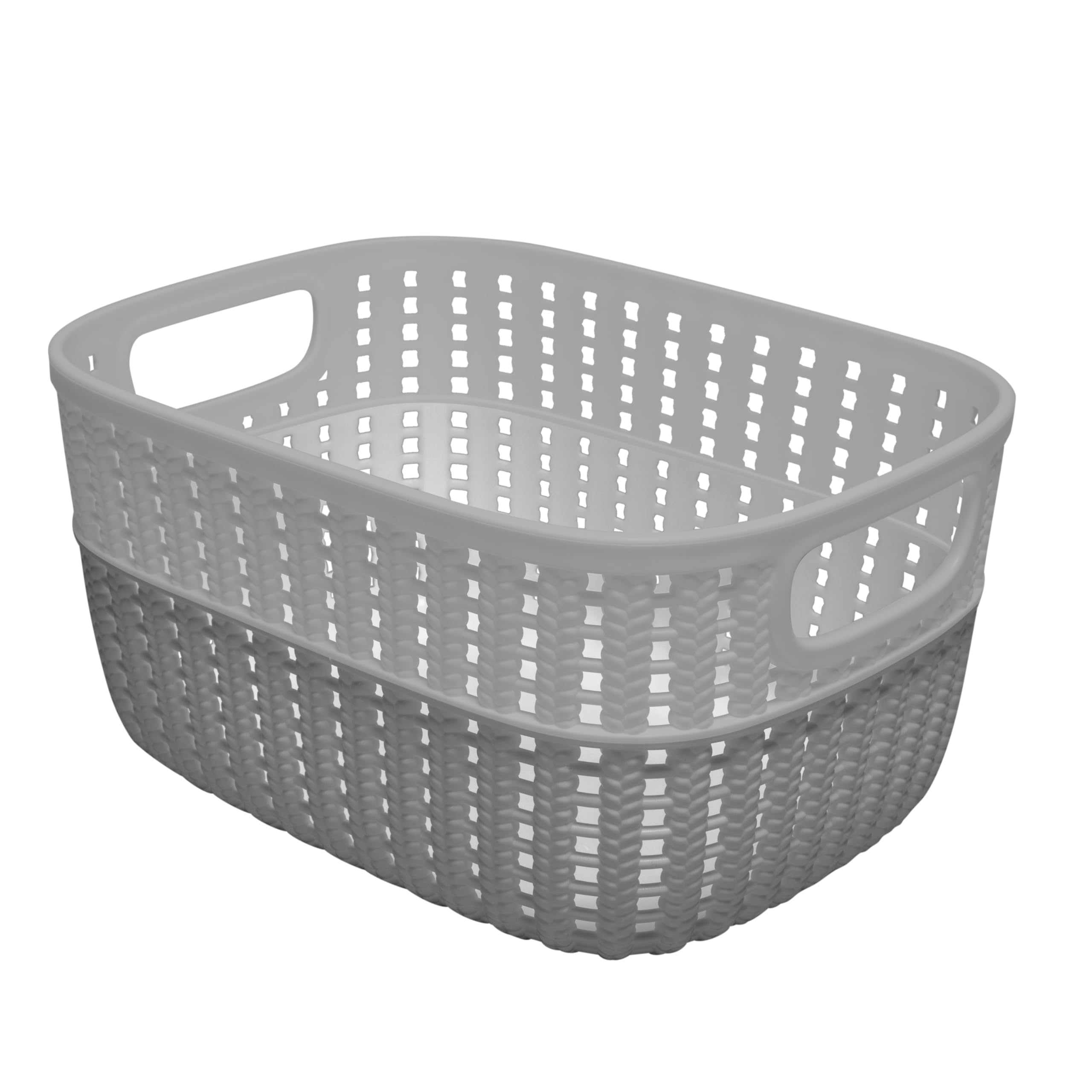 Simplify 2-Tone Sailor Knot Plastic Storage Tote Basket - Grey/Grey | Decorative Organizer for Closet, Bathroom & Toys | Space-Saving Solution for Home Organization & Decluttering