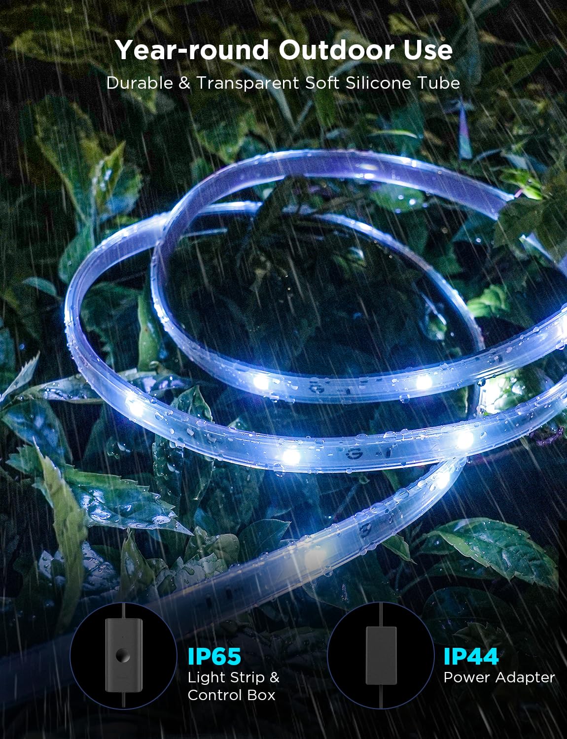 Govee 98.4ft Smart Outdoor LED Strip Lights RGBIC - Alexa & Google Assistant Compatible, App Control, IP65 Waterproof - Perfect for Patio Lighting, Eave Decor, Backyard & Garden Party Lighting