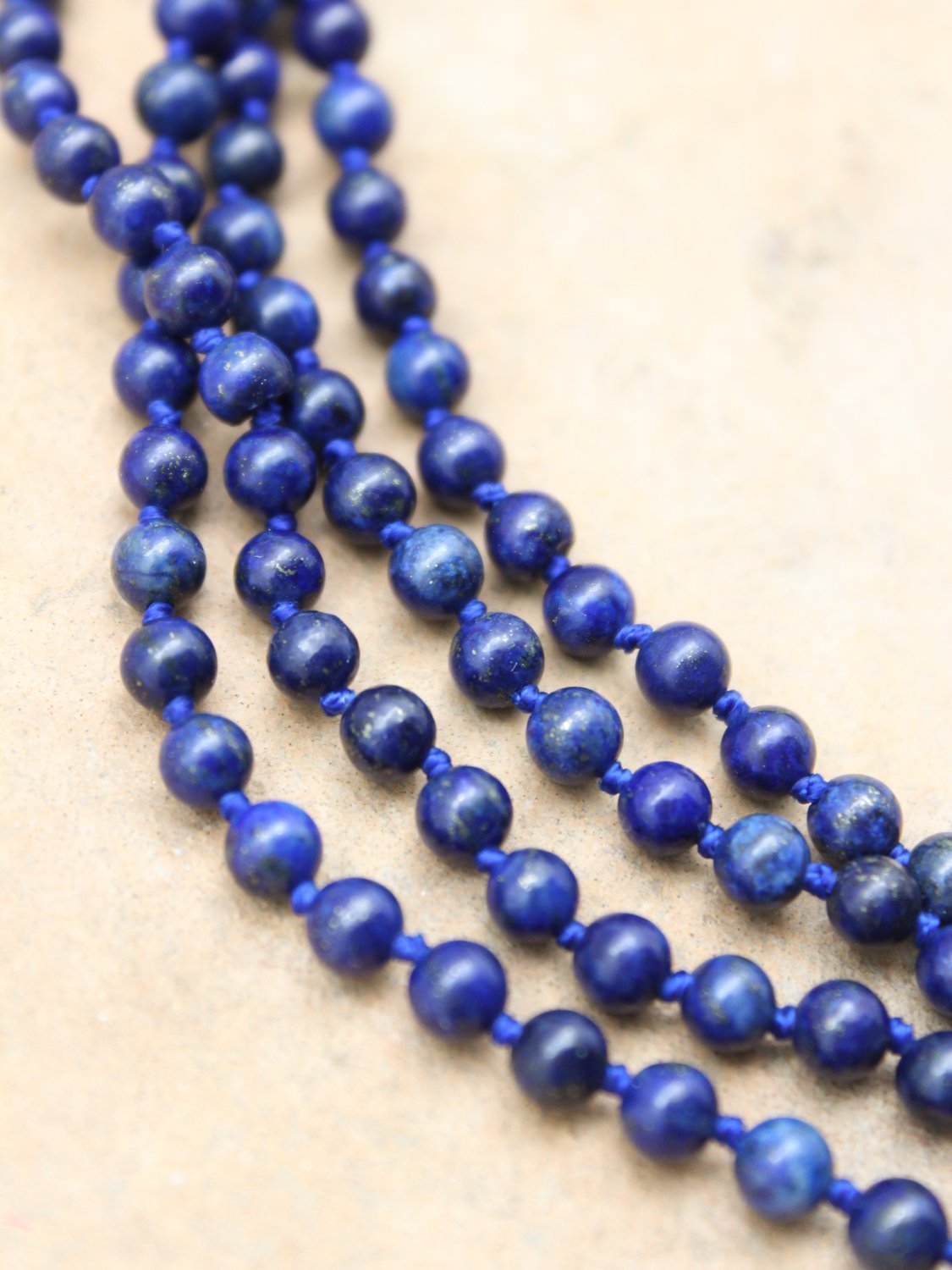 Hand Knotted Lapis Lazuli Wrap Necklace for Women - Bohemian Beaded Choker, Adjustable Layered Statement Jewelry for Casual & Formal Wear