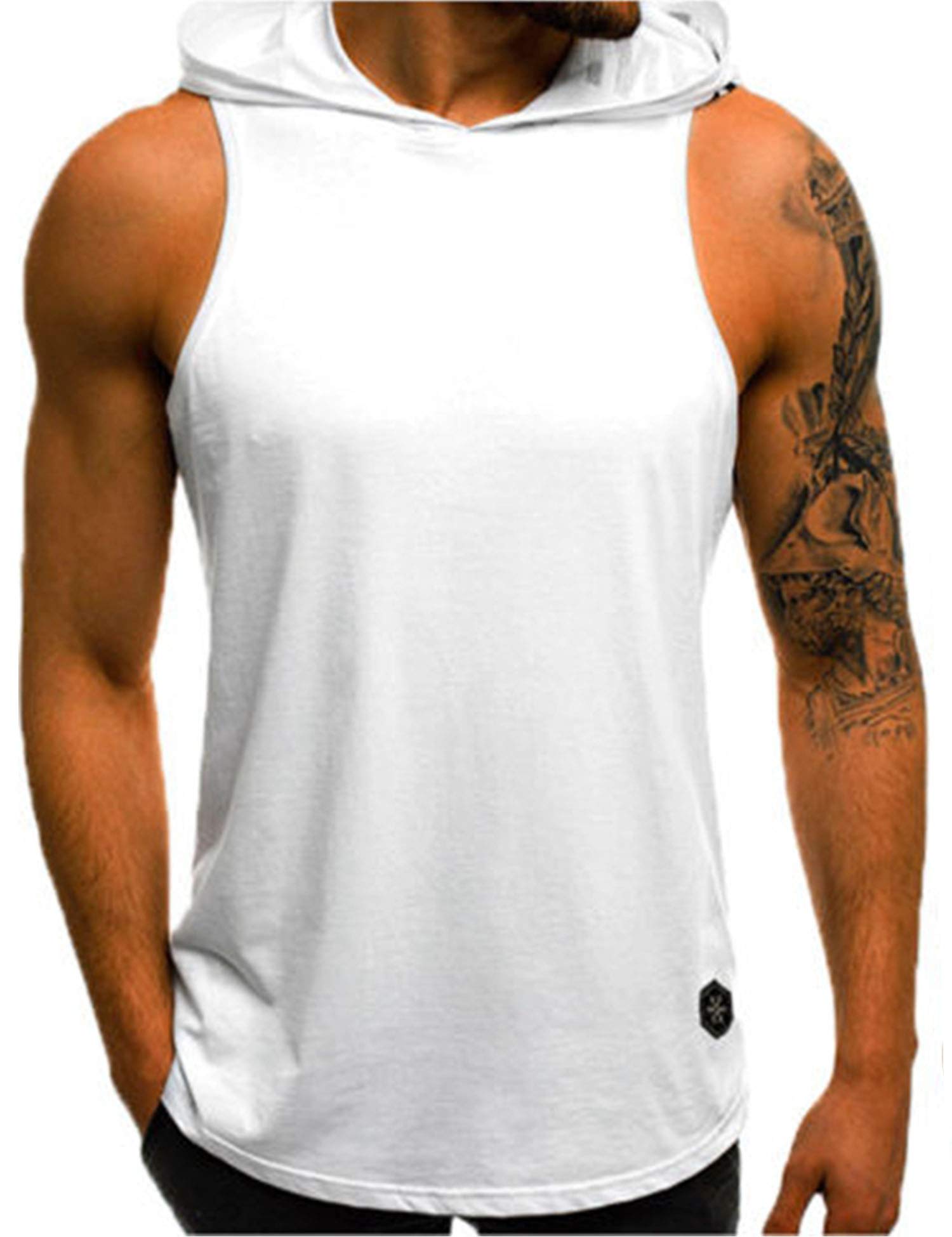 Men's Sleeveless Hoodie Stringer - Breathable Workout Tank Top with Pocket for Gym, Bodybuilding & Fitness Training | Perfect for Weightlifting, Running & Outdoor Activities