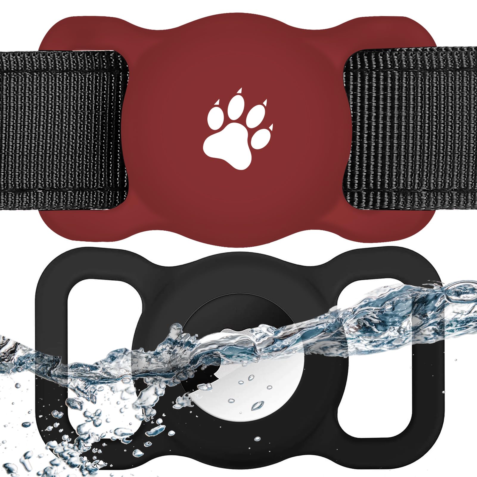 2 Pack Silicone Airtag Case for Dog Collar - Waterproof GPS Tracker Holder for Apple Airtags | Anti-Lost Pet Accessory for Dogs & Cats | Perfect for Outdoor Adventures & Daily Walks
