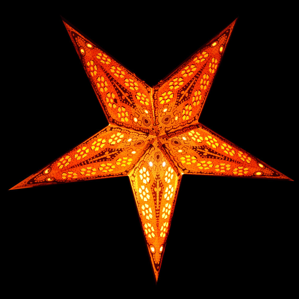 24-Pack Yellow Flower Cut Paper Star Lanterns for Wedding, Party & Home Decor - Hanging Decorative Lights for Indoor/Outdoor Events & Festive Celebrations