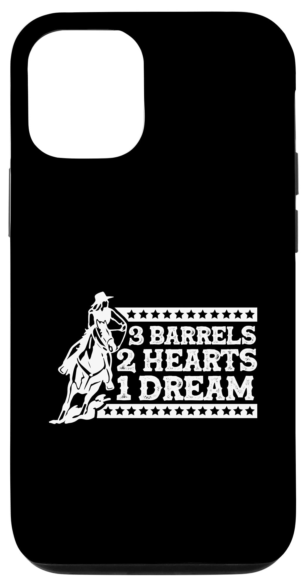 iPhone 12/12 Pro Barrel Racing Phone Case - 3 Barrels 2 Hearts 1 Dream Design | Durable Protective Cover for Equestrian Sports & Western Rodeo Events
