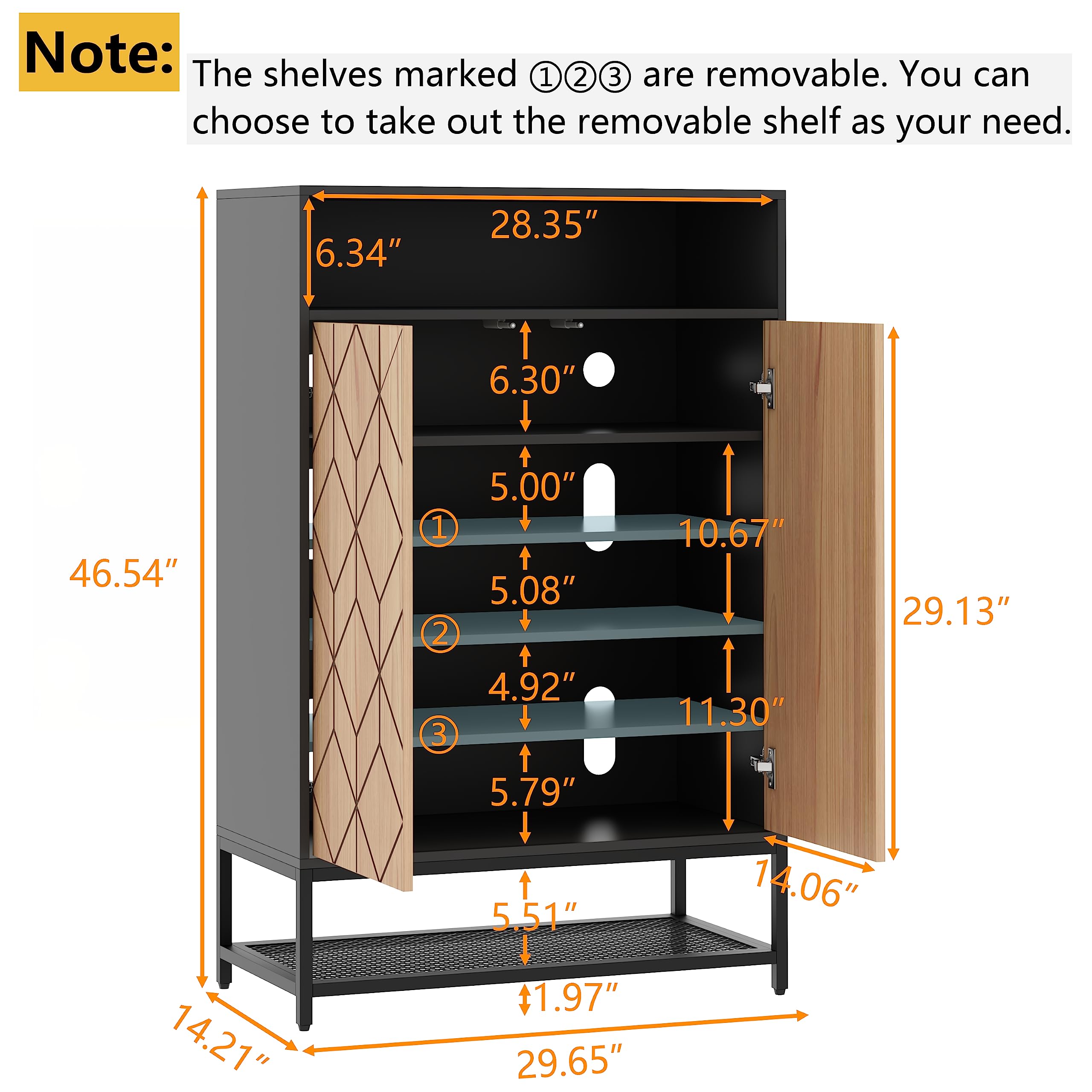 7-Tier Shoe Organizer Cabinet with Doors & Adjustable Shelves - Entryway Shoe Storage for Hallway, Closet, Living Room | Space-Saving Shoe Rack for Small Apartments & Home Organization