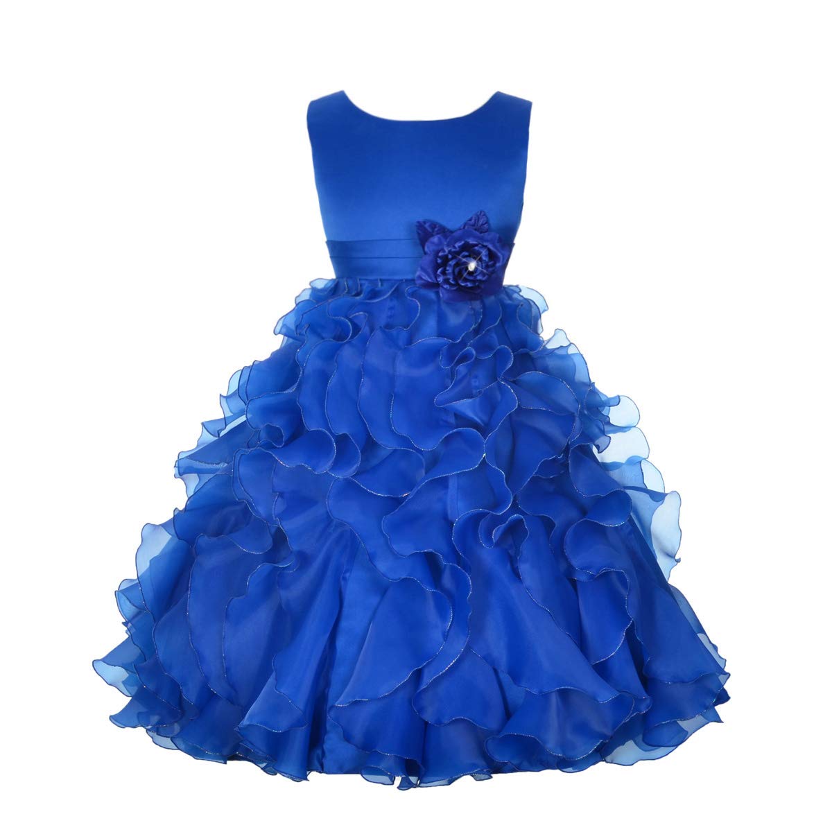 Lito Angels Girls Flower Girl Dresses - Elegant Satin Organza Pageant Gown with Ruffles for Weddings, Birthday Parties & Special Occasions