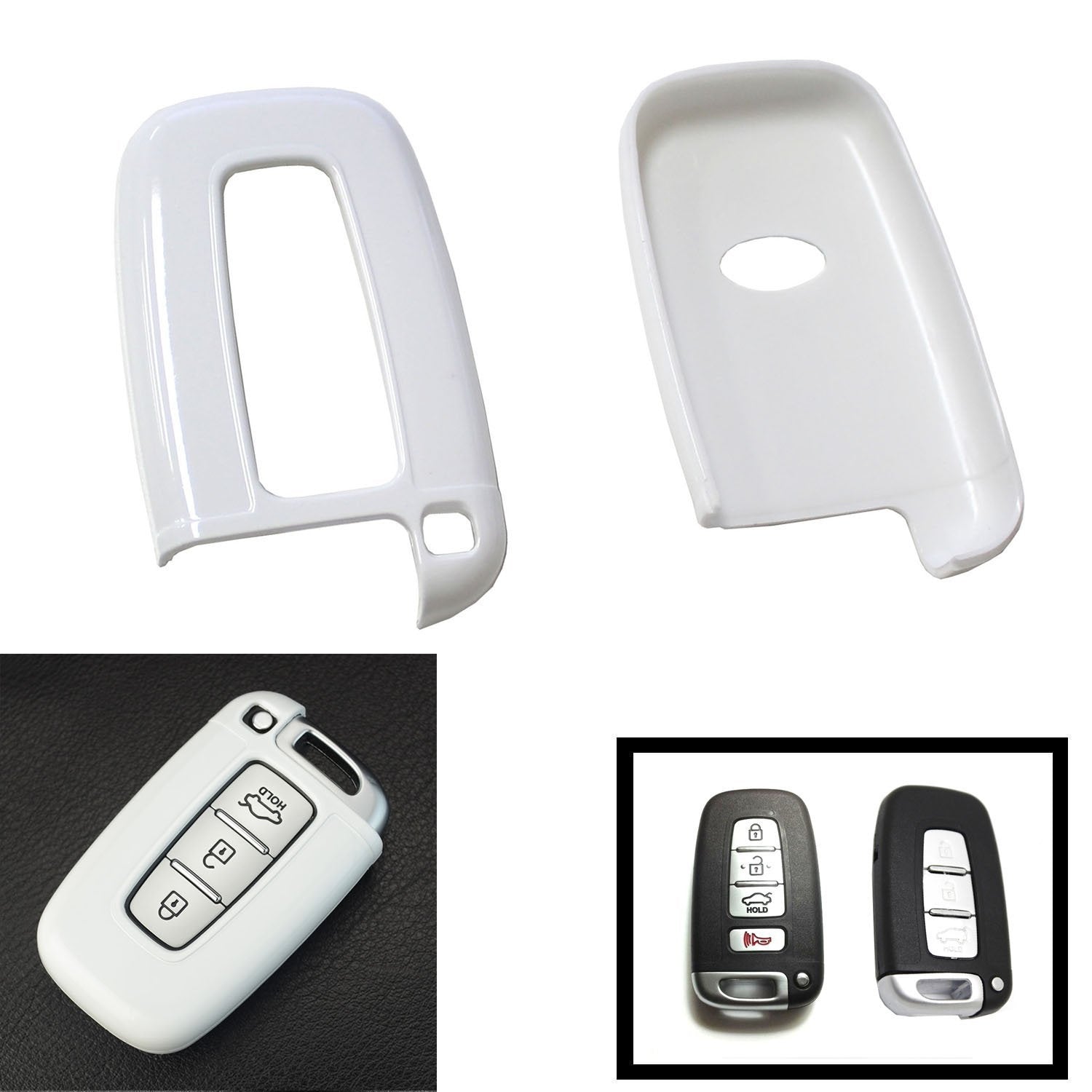 Exact Fit Glossy White Remote Smart Key Shell Cover for Hyundai Kia - Durable Protection & Stylish Upgrade for Car Keys (Perfect for Everyday Use & Travel)