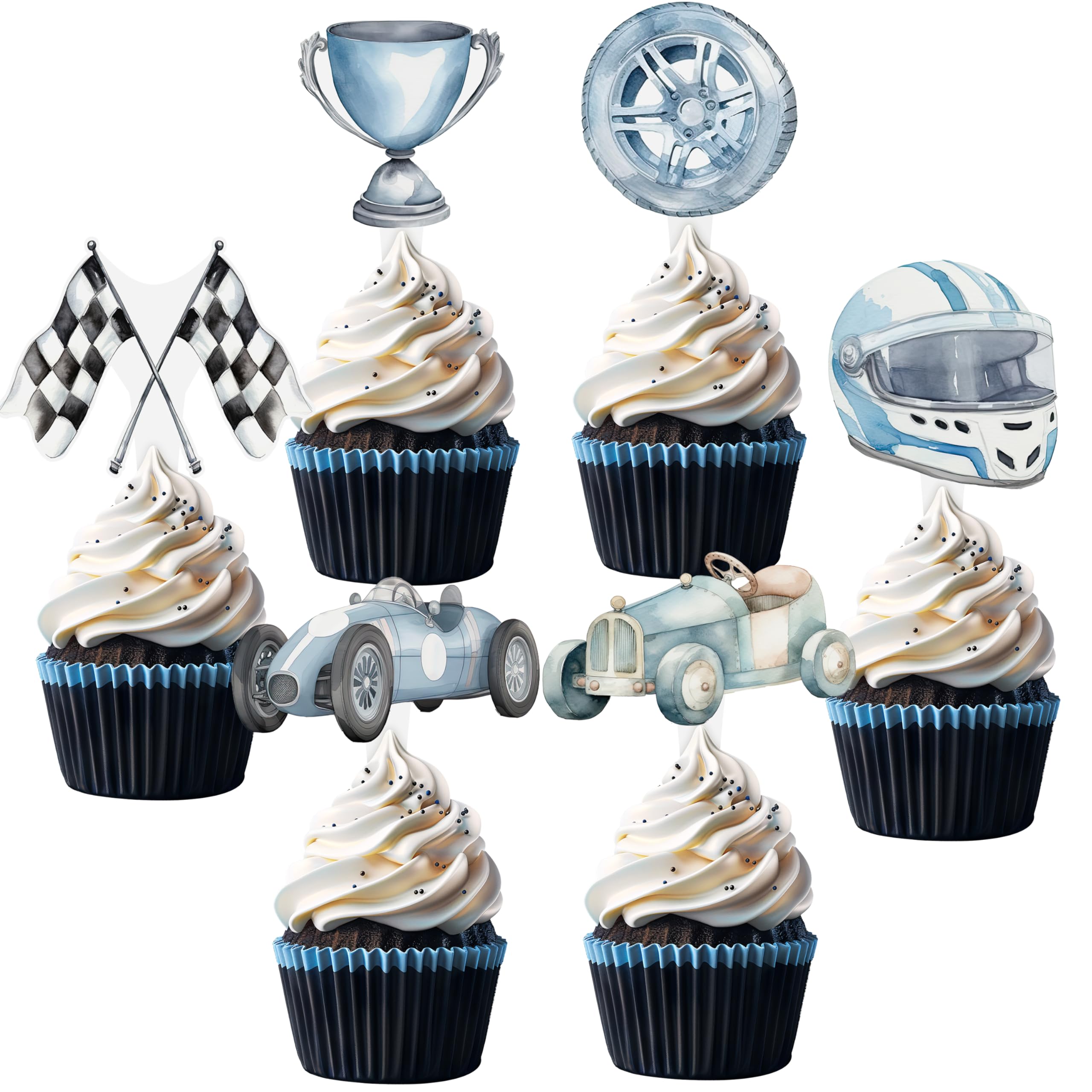 36 Pcs Race Car Cupcake Toppers - Racing Car Party Decorations for Birthday, Baby Shower & Cake Decor - Perfect for Race Car Themed Events, Kids Parties & Dessert Displays