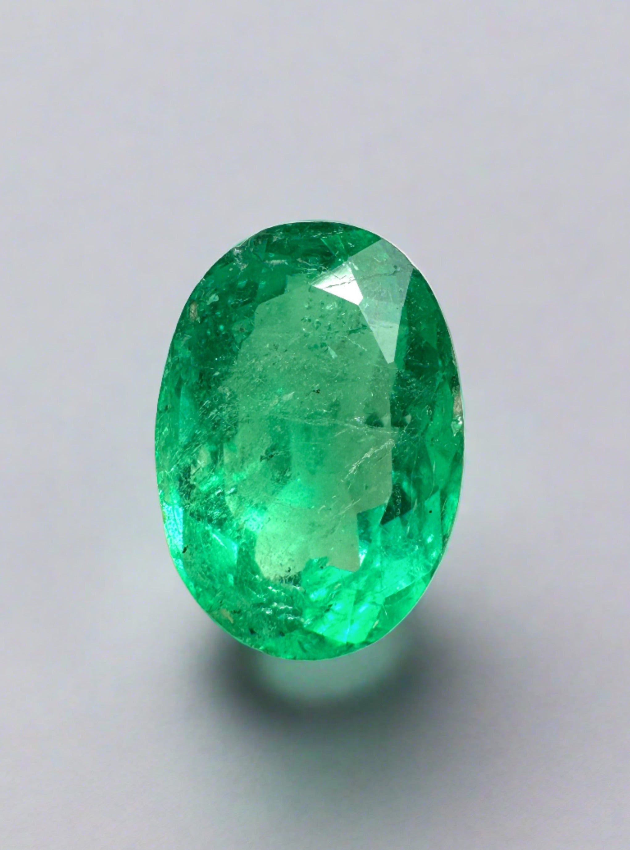 1.69 Carat 9x6mm Medium Yellowish Green Natural Loose Colombian Emerald Oval Cut Gemstone for Jewelry Making, Engagement Rings & Collector's Display