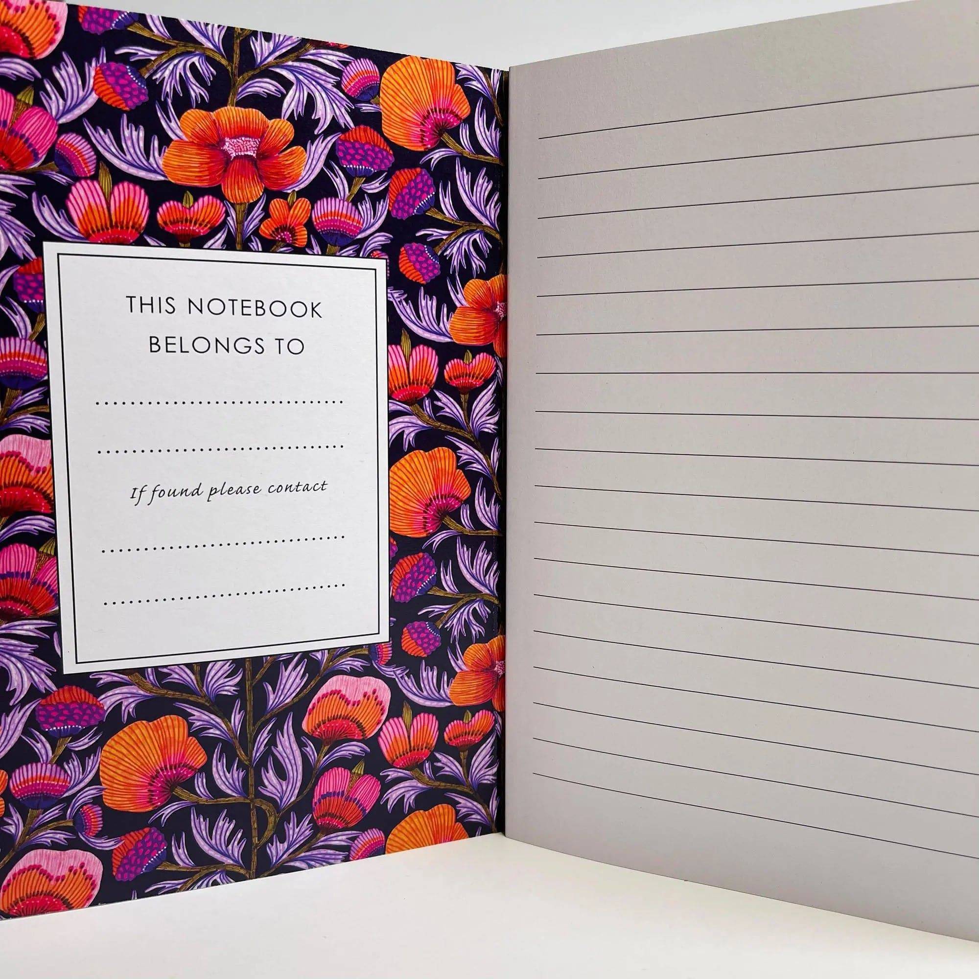Viola Flowers A5 Notebook Set - 3 Pack Lined Journal for Writing, Note Taking, School & Office Use - Floral Design Hardcover Diary for Women & Girls - Perfect Gift Idea for Students & Professionals