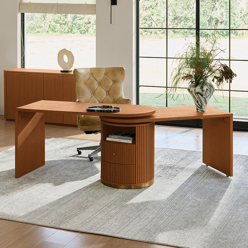 Modern L-Shaped 360° Rotating Wooden Office Desk - Ergonomic Home & Workspace Solution for Productivity & Comfort